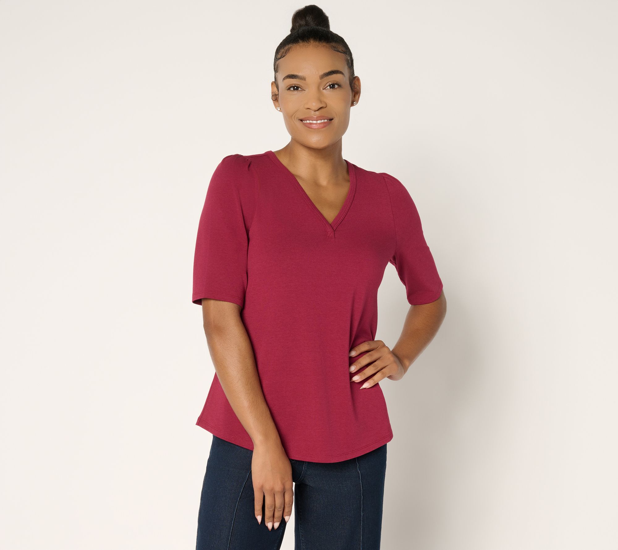 "As Is" Ree by The Pioneer Woman Essentials Elbow Slv Top