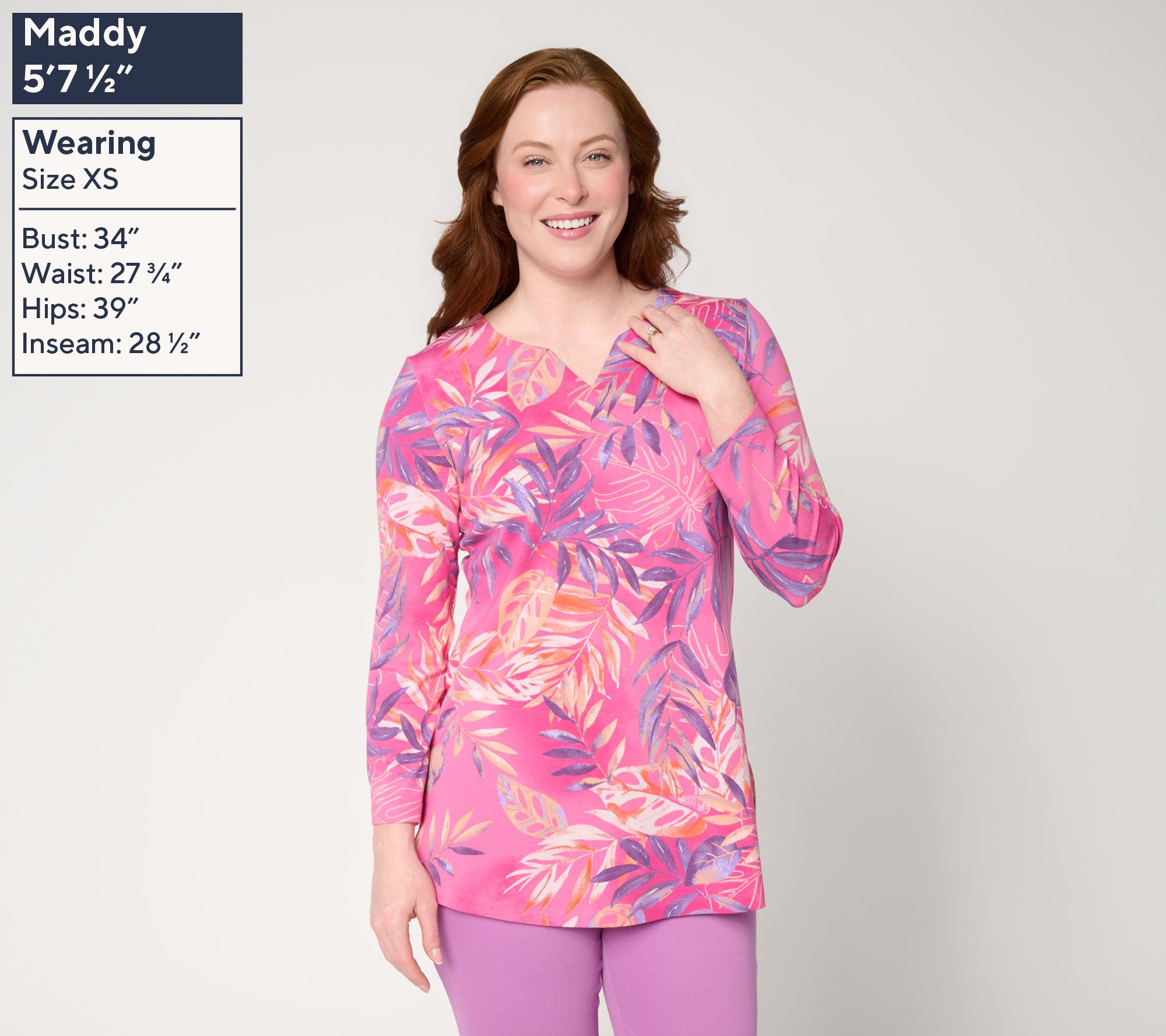 Denim & Co. Regular Printed So Soft Jersey Bracelet Sleeve Tunic