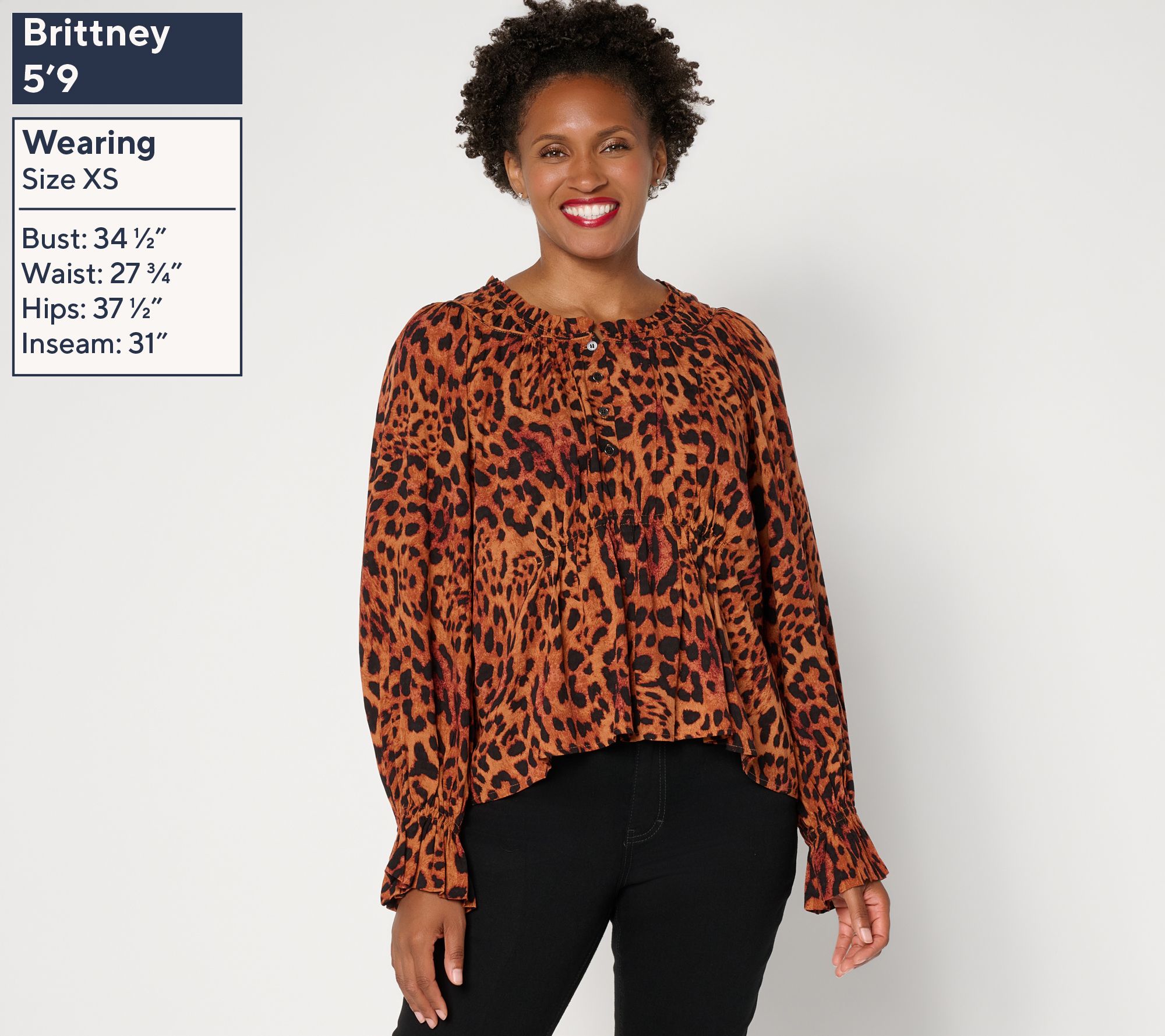 RM Studio x Rebecca Minkoff V-Neck Ruffle Detail Printed Blouse | QVC