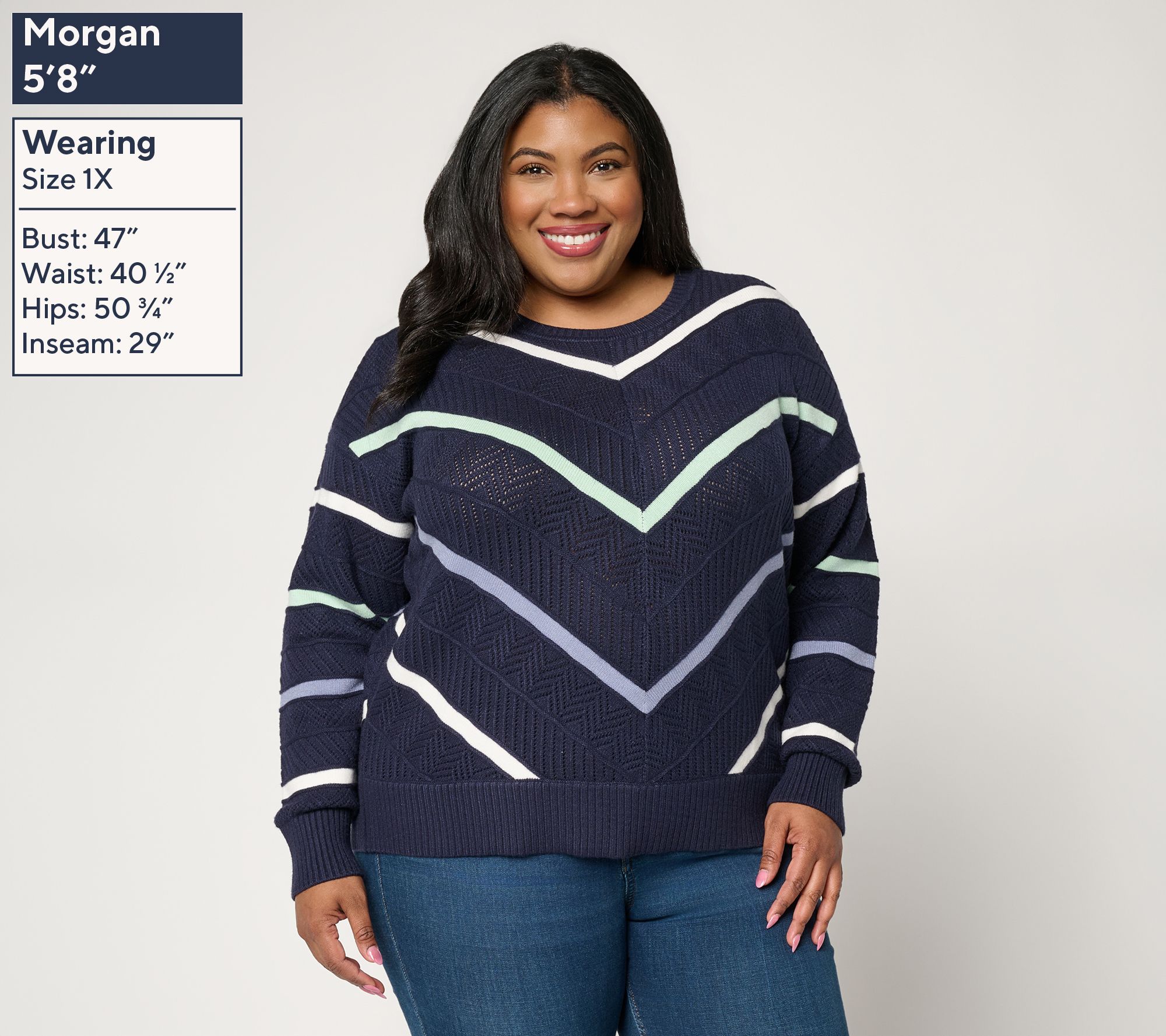 AnyBody Cotton Striped Sweater - QVC.com