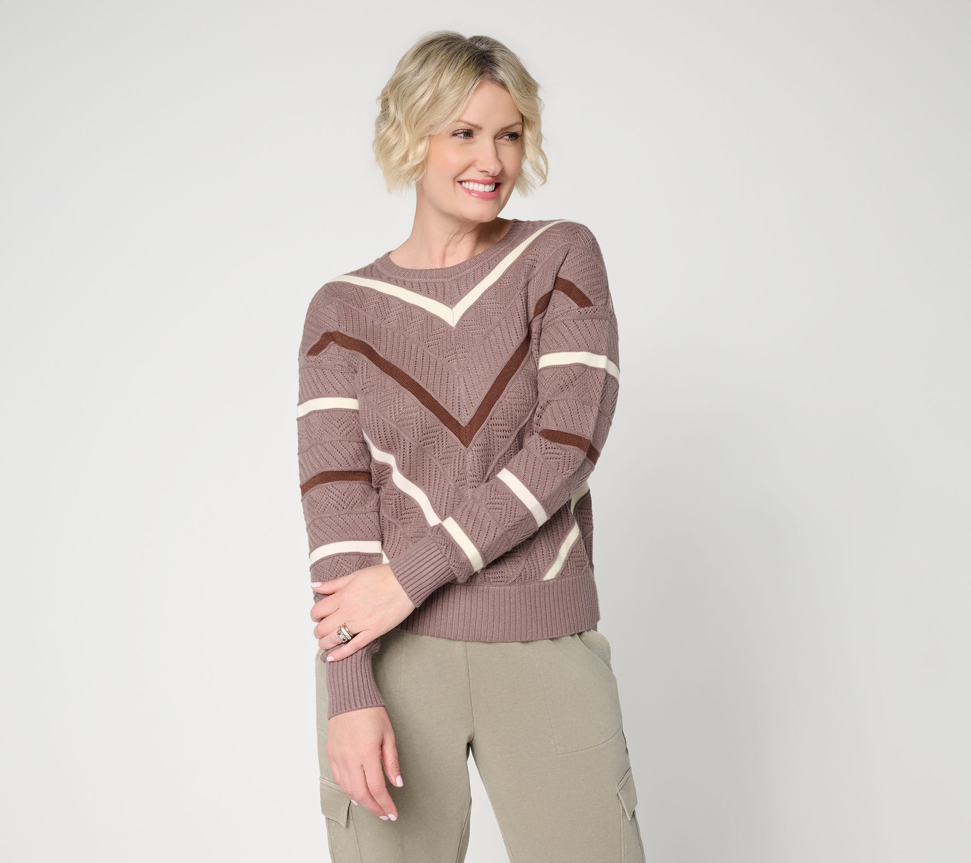 AnyBody Cotton Striped Sweater