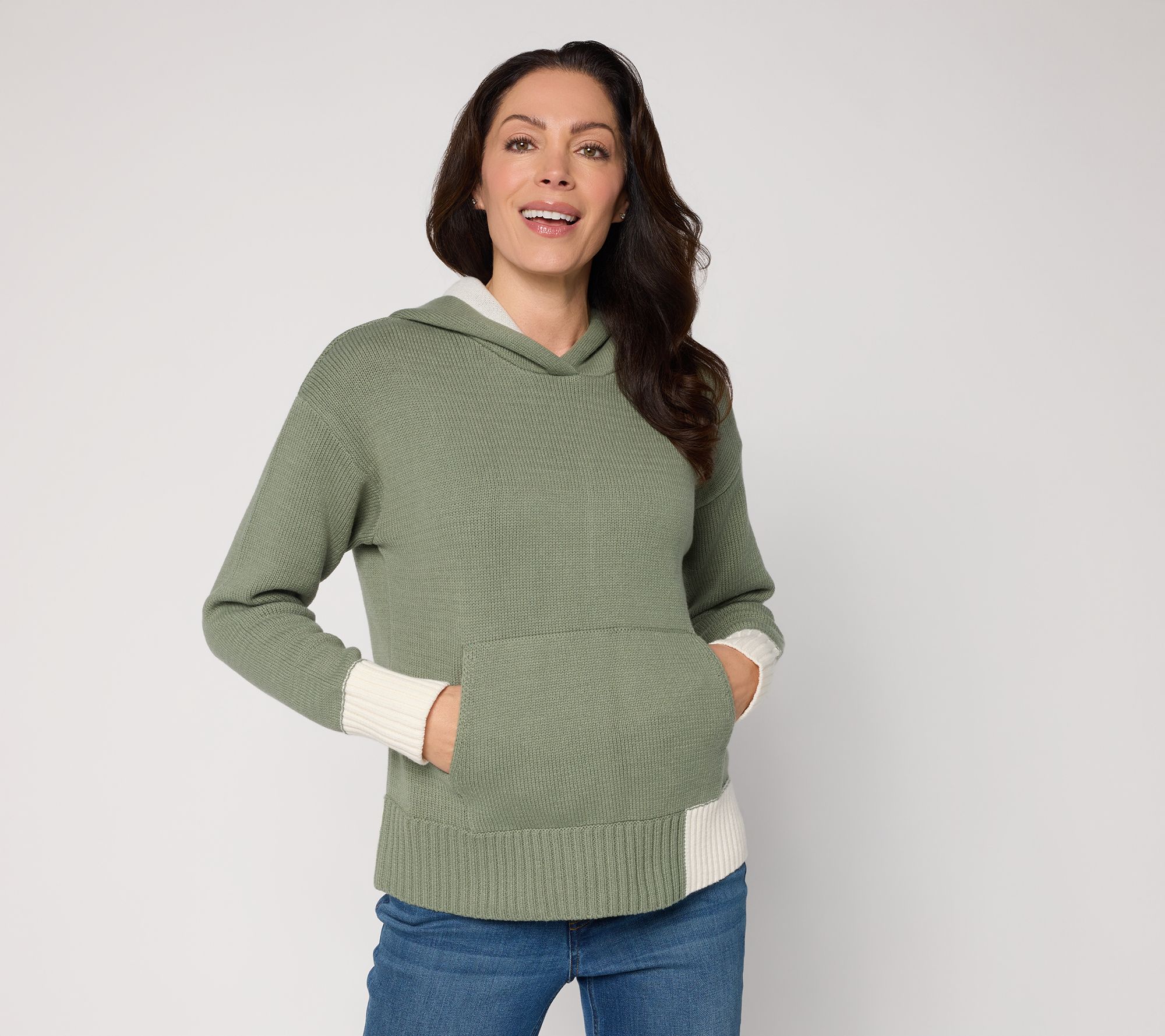 "As Is" Peace Love World Color Block Hooded Sweater