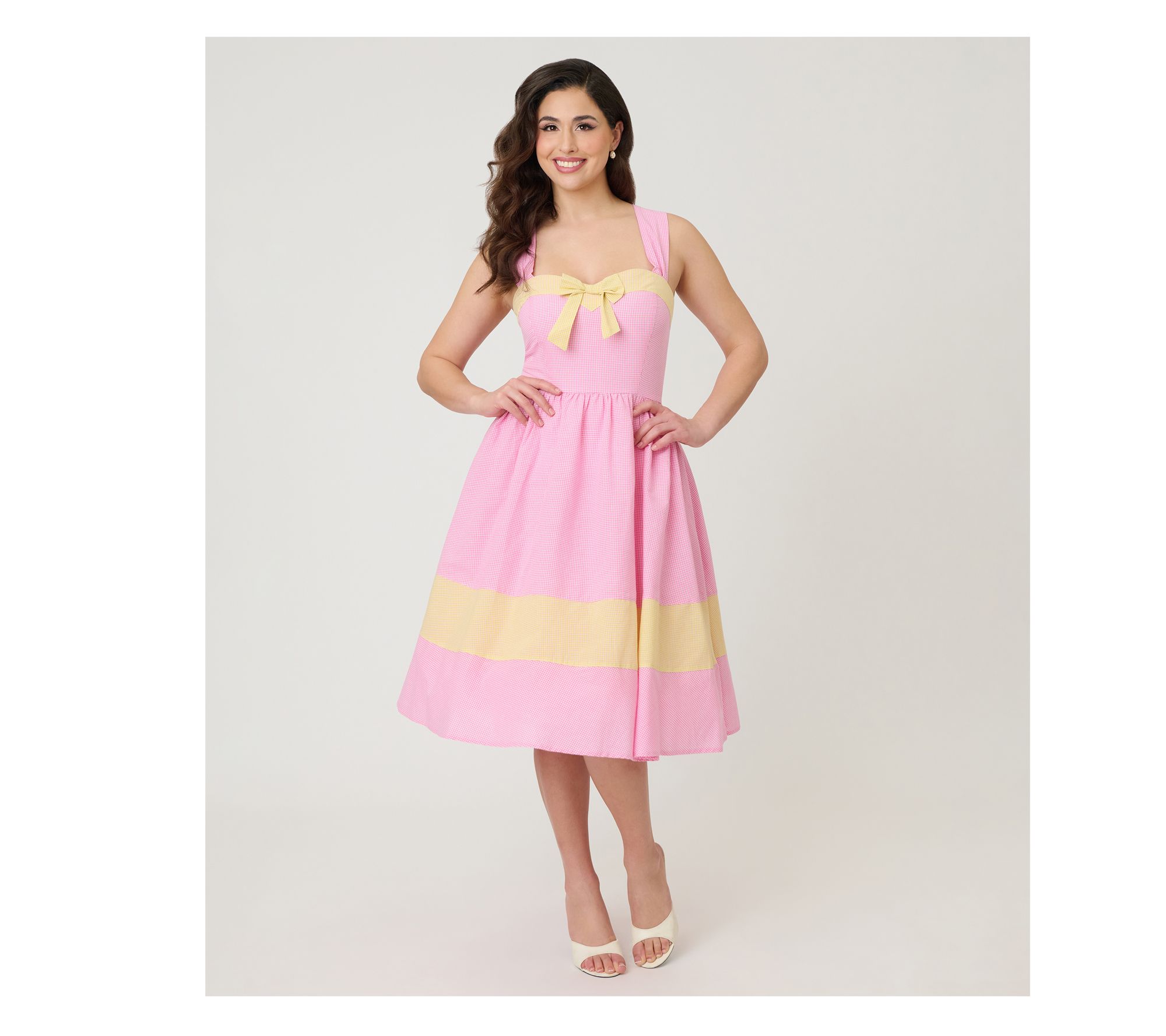 Barbie x Unique Vintage Picnic Pretty Gingham Swing Dress