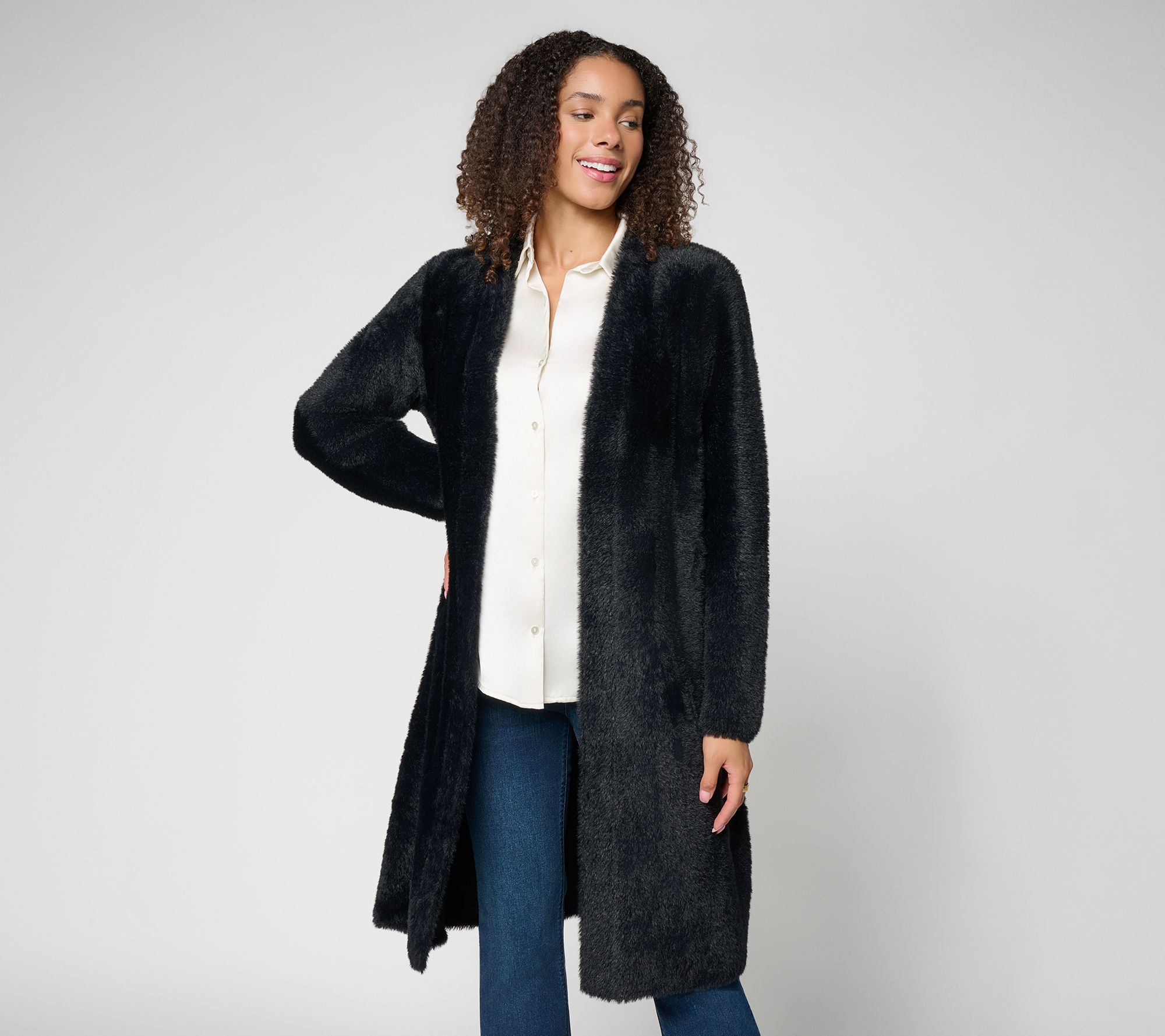  Dennis Basso Petite Knitted Faux Mink Topper
