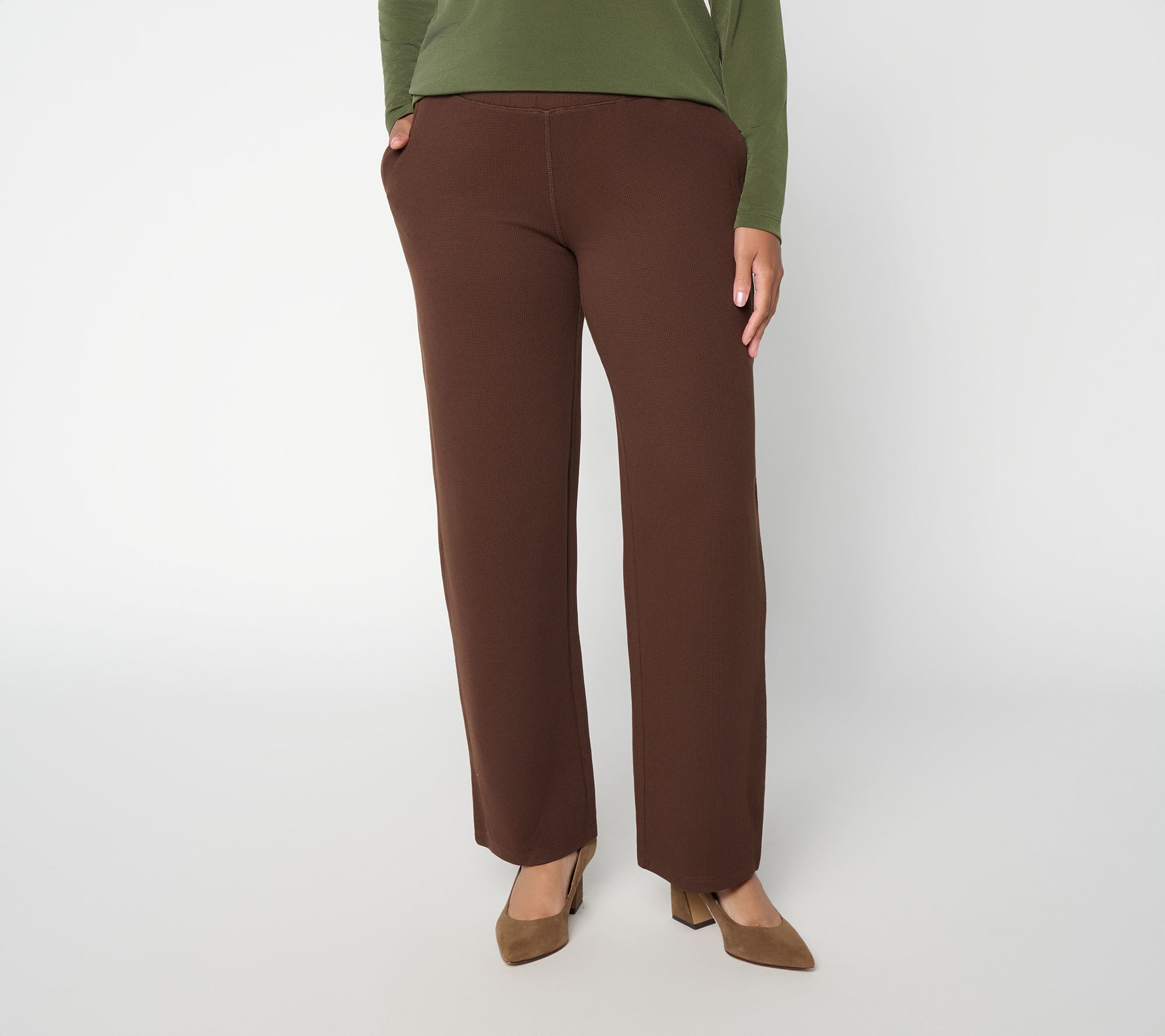 Susan Graver Weekend Regular Brushed Waffle Knit Pant