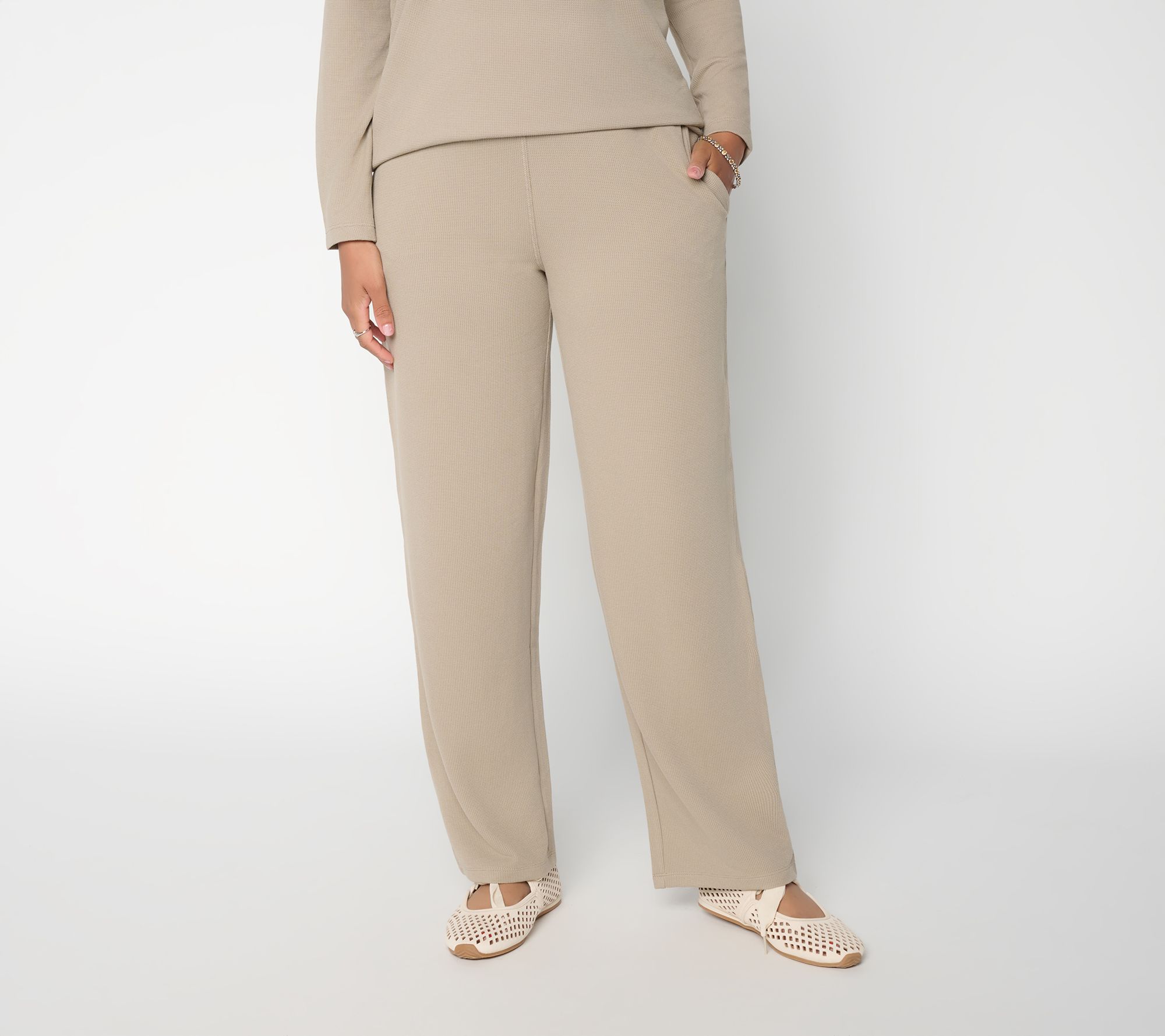 Susan Graver Weekend Regular Brushed Waffle Knit Pant
