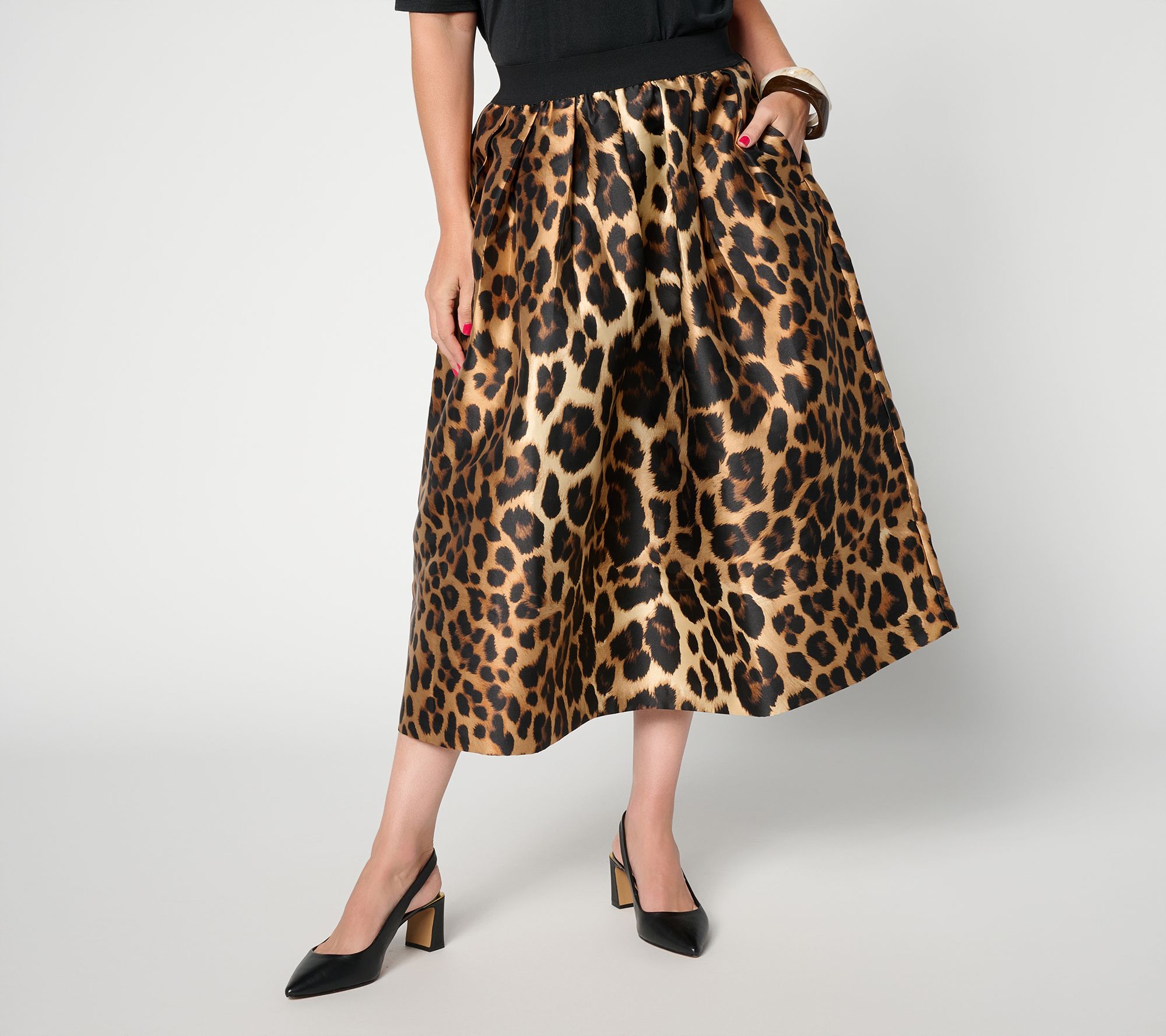 Carla Rockmore Collection Regular Printed Taffeta Midi Skirt