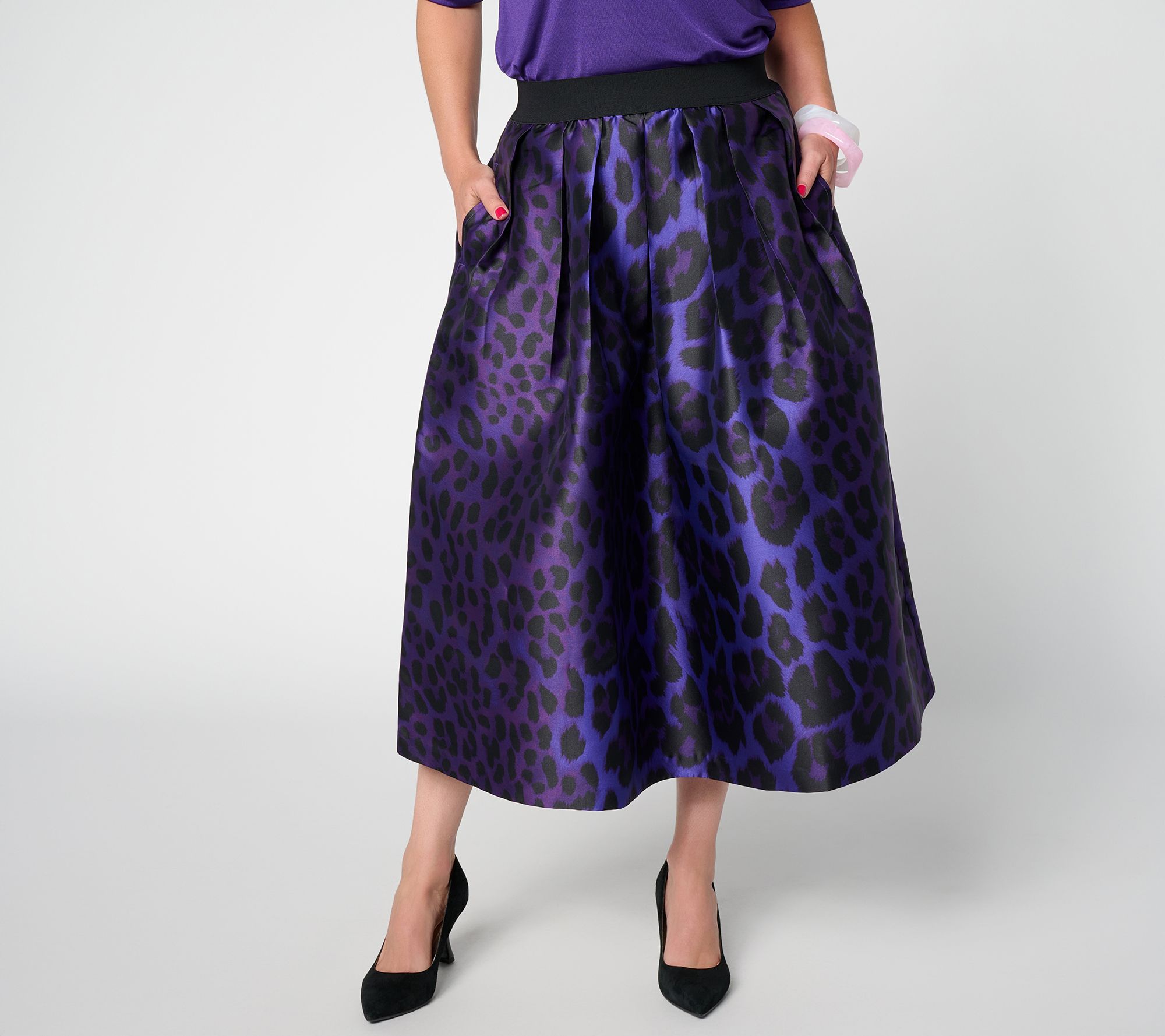 Carla Rockmore Collection Regular Printed Taffeta Midi Skirt