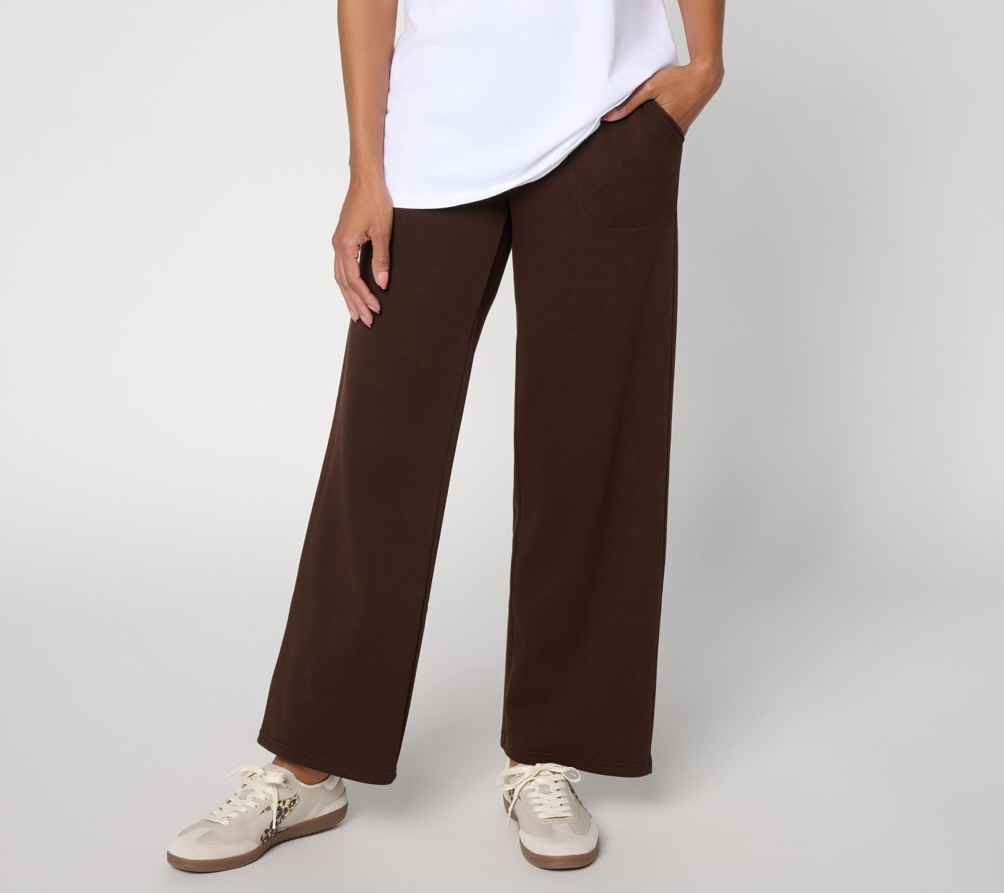 Denim & Co. Active Petite Lush Lined Jersey Wide Leg Pants