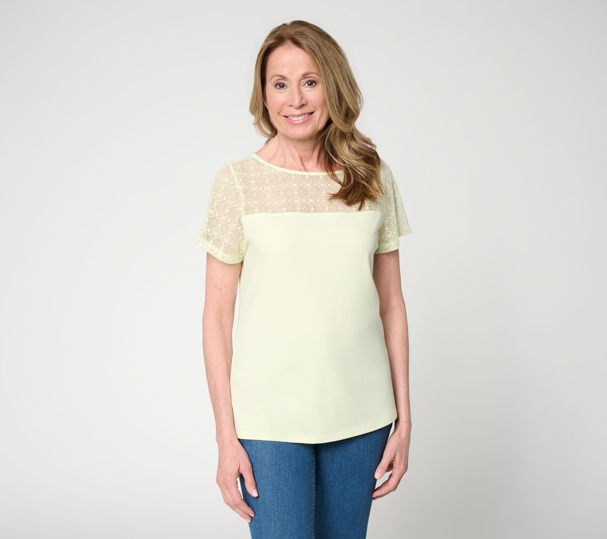 "As Is" BEAUTIFUL by Lawrence Zarian Classic Knit Top w/ Lace