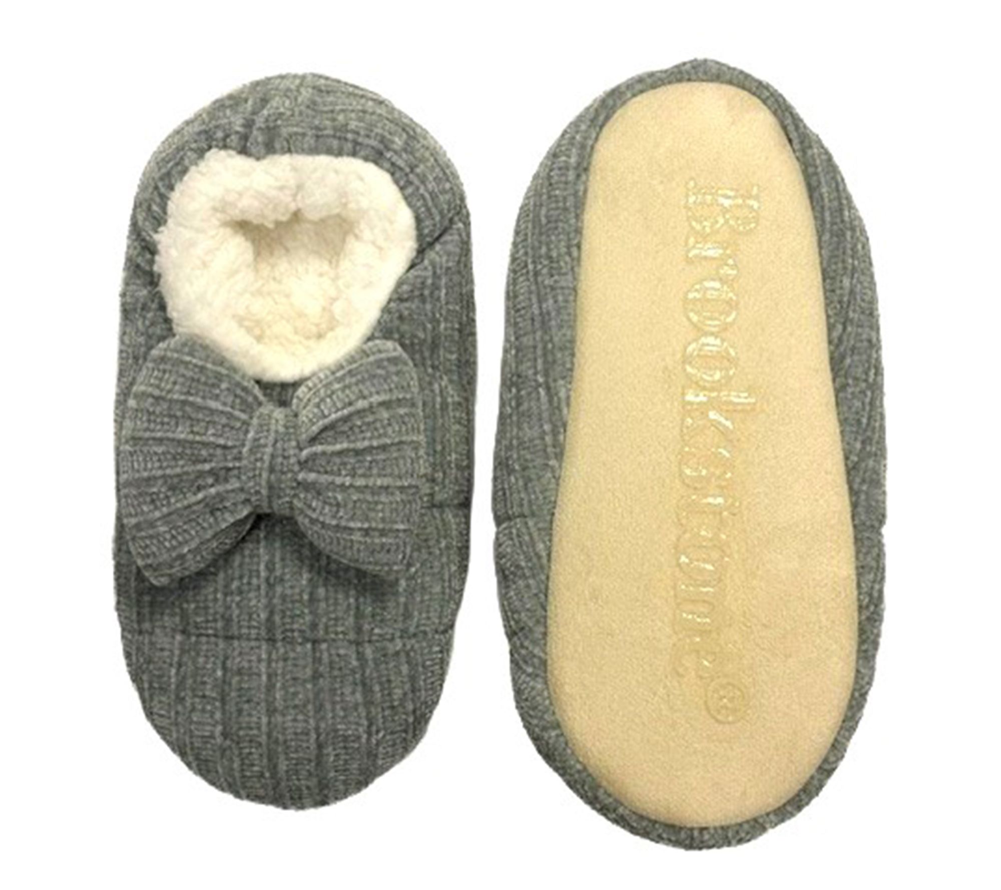 Brookstone Chenille Bow Slipper Sock