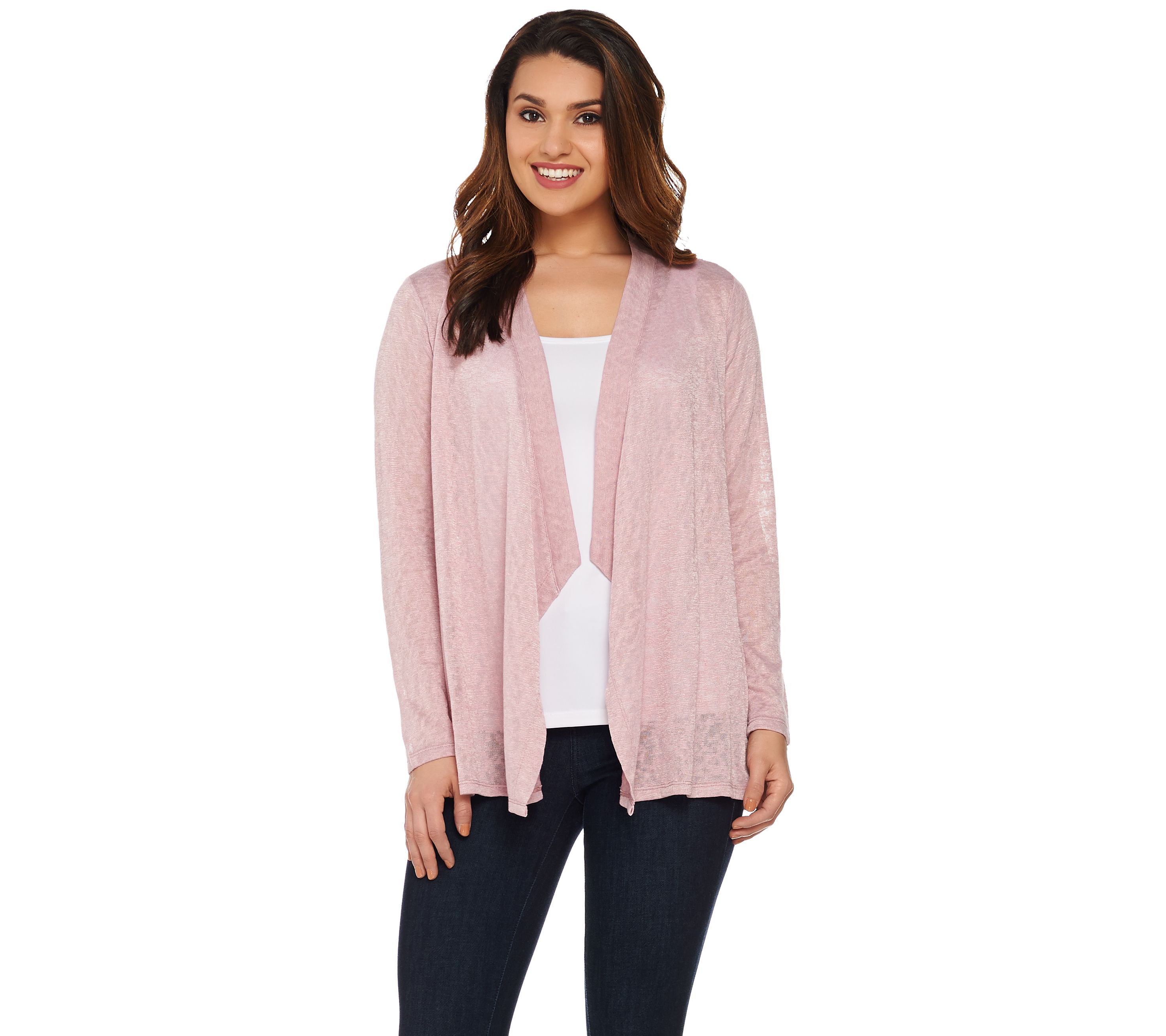 As Is Joan Rivers Drape Front Cardigan With Crochet Lace Back
