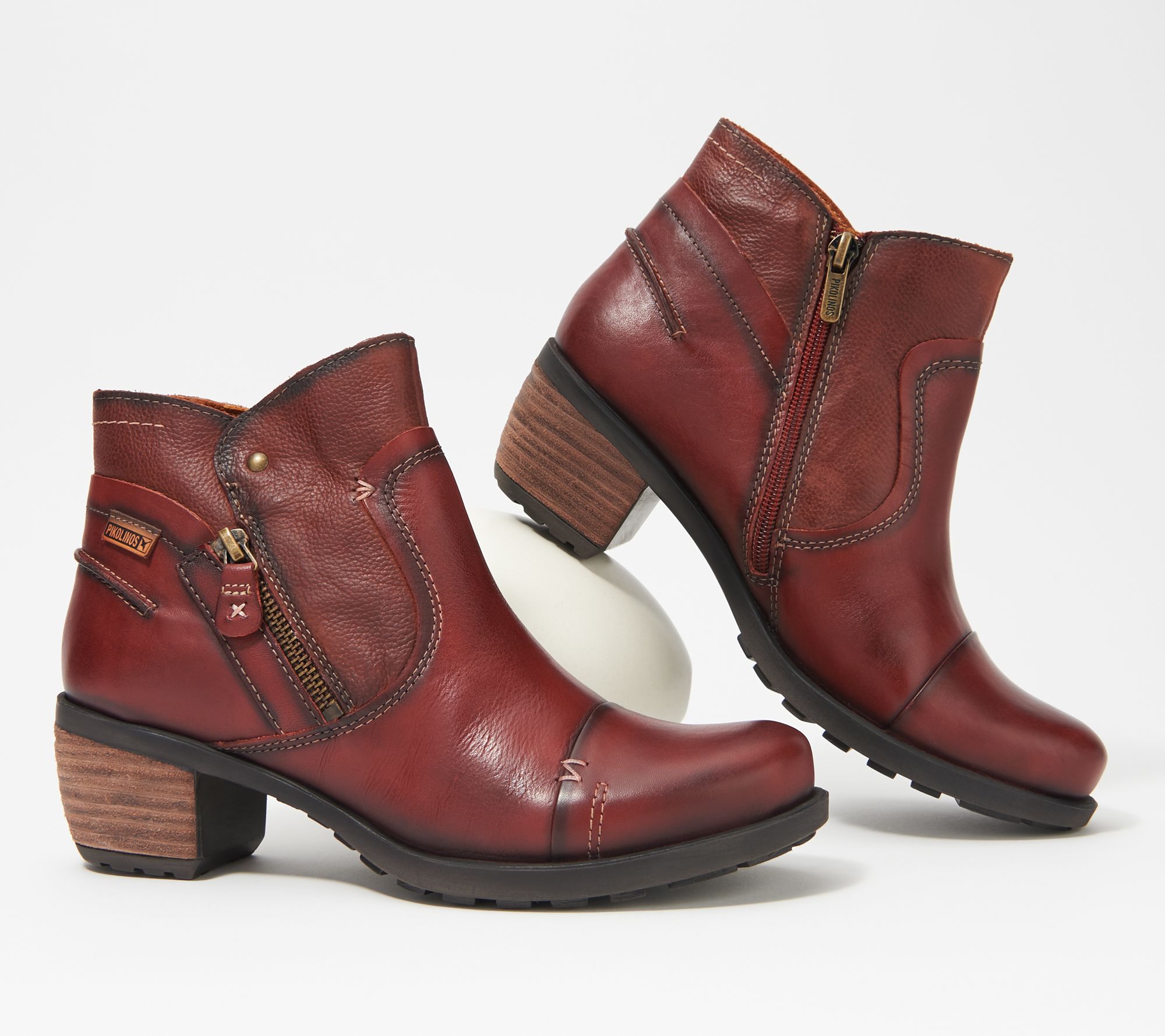 het spoor duizend tekort Pikolinos Leather Side Zip Ankle Boots - QVC.com