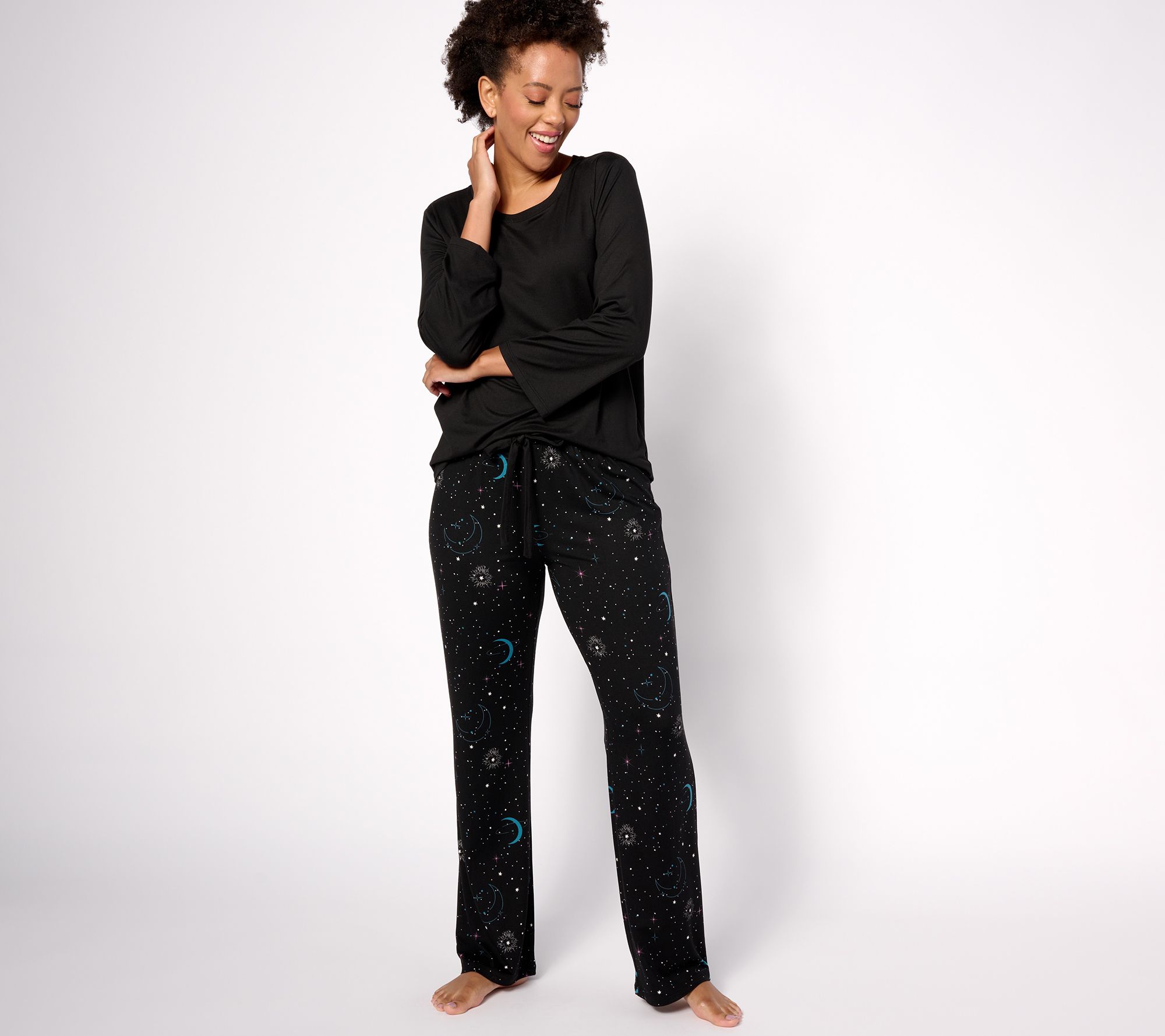 Just Love Womens Wide Leg Casual Comfy Loose Stretchy Palazzo Pajama Pants,  Black Candy Cane, X-Small : : Clothing, Shoes & Accessories