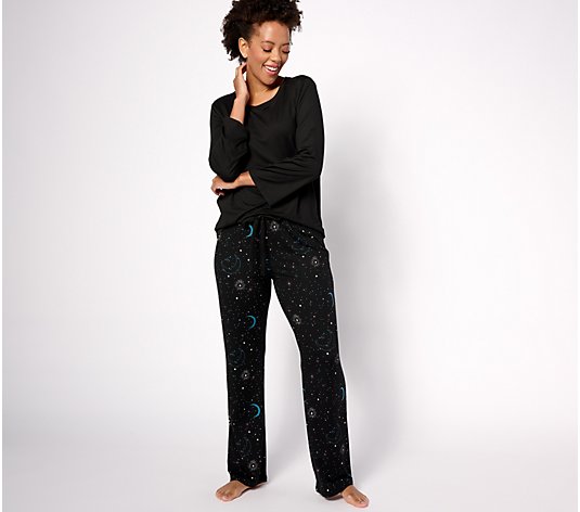 AnyBody Tall Brushed Jersey Bell Sleeve Printed 2-Piece PJ Set