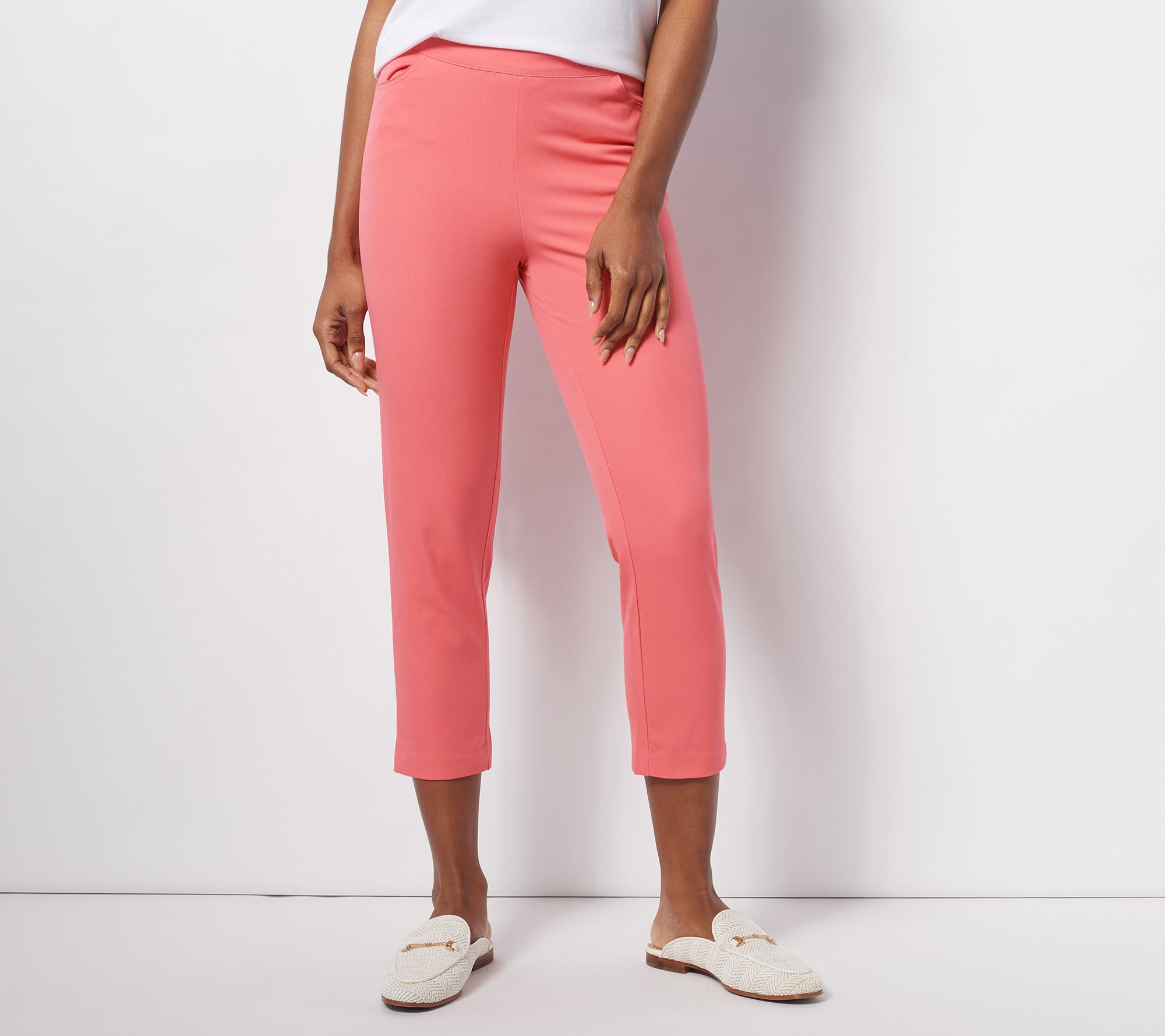 Sofra Women's Capri Calf Length Color Leggings-Red at  Women's  Clothing store