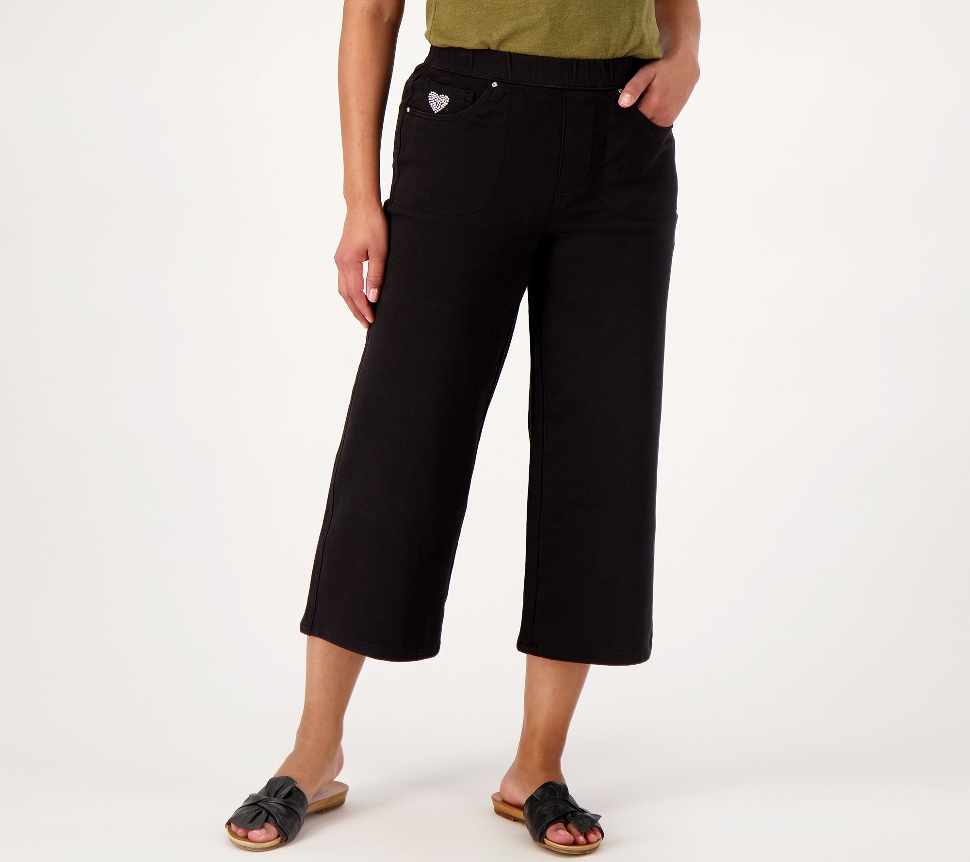Quacker Factory DreamJeannes Short Pull-On Wide-Leg Culotte