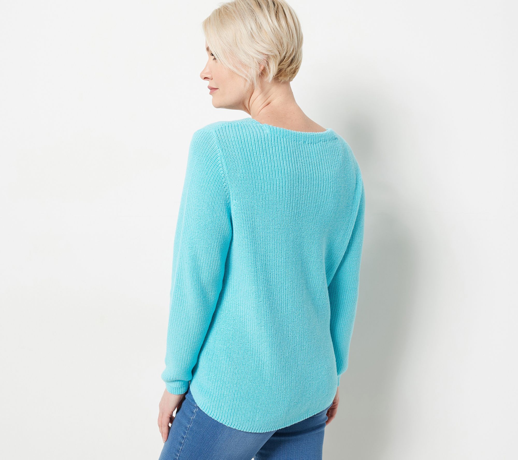 Belle By Kim Gravel Shaker Stitch Sweater With Seam Detail - QVC.com