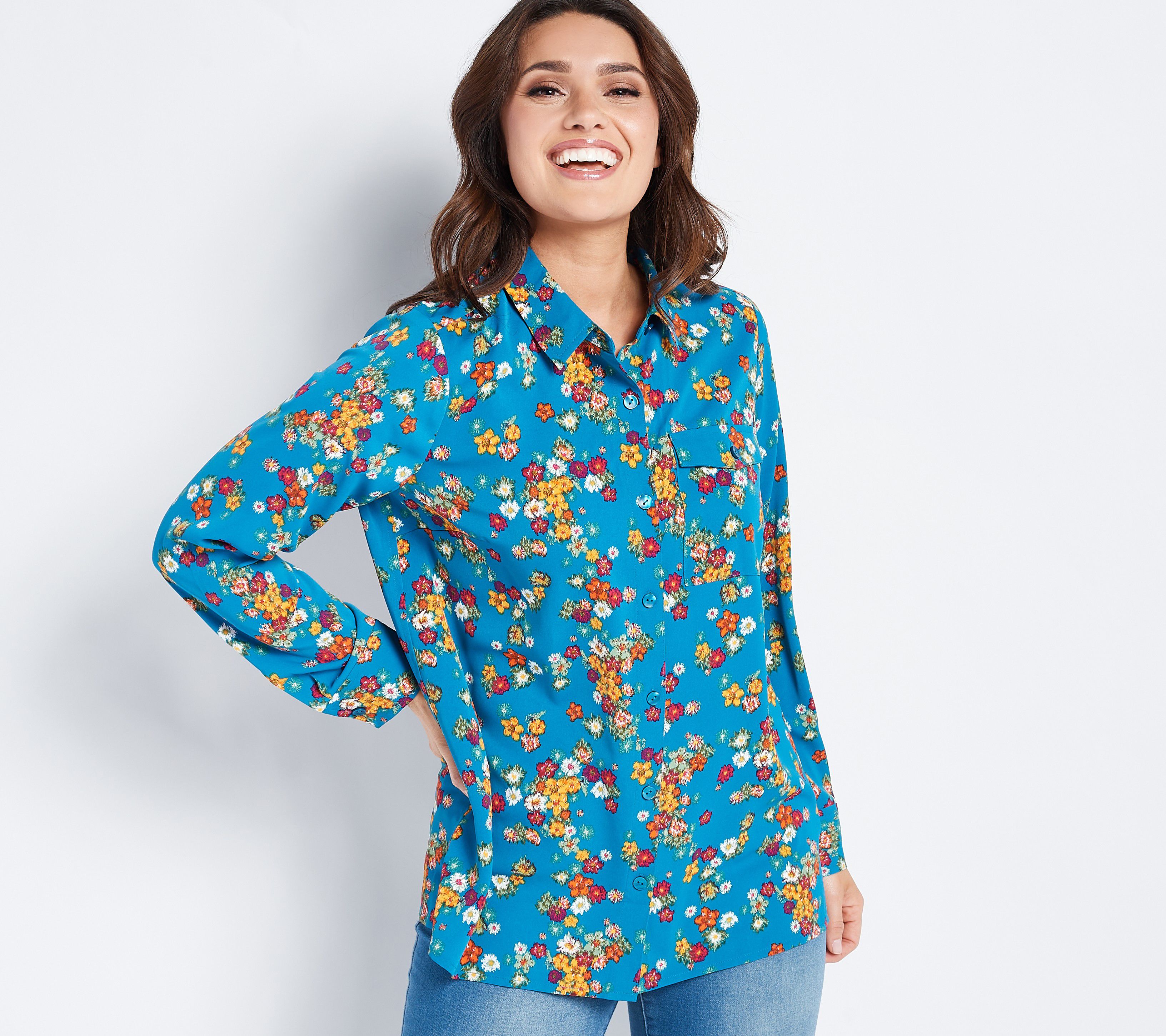 Joan Rivers Long Sleeve Floral Blouse