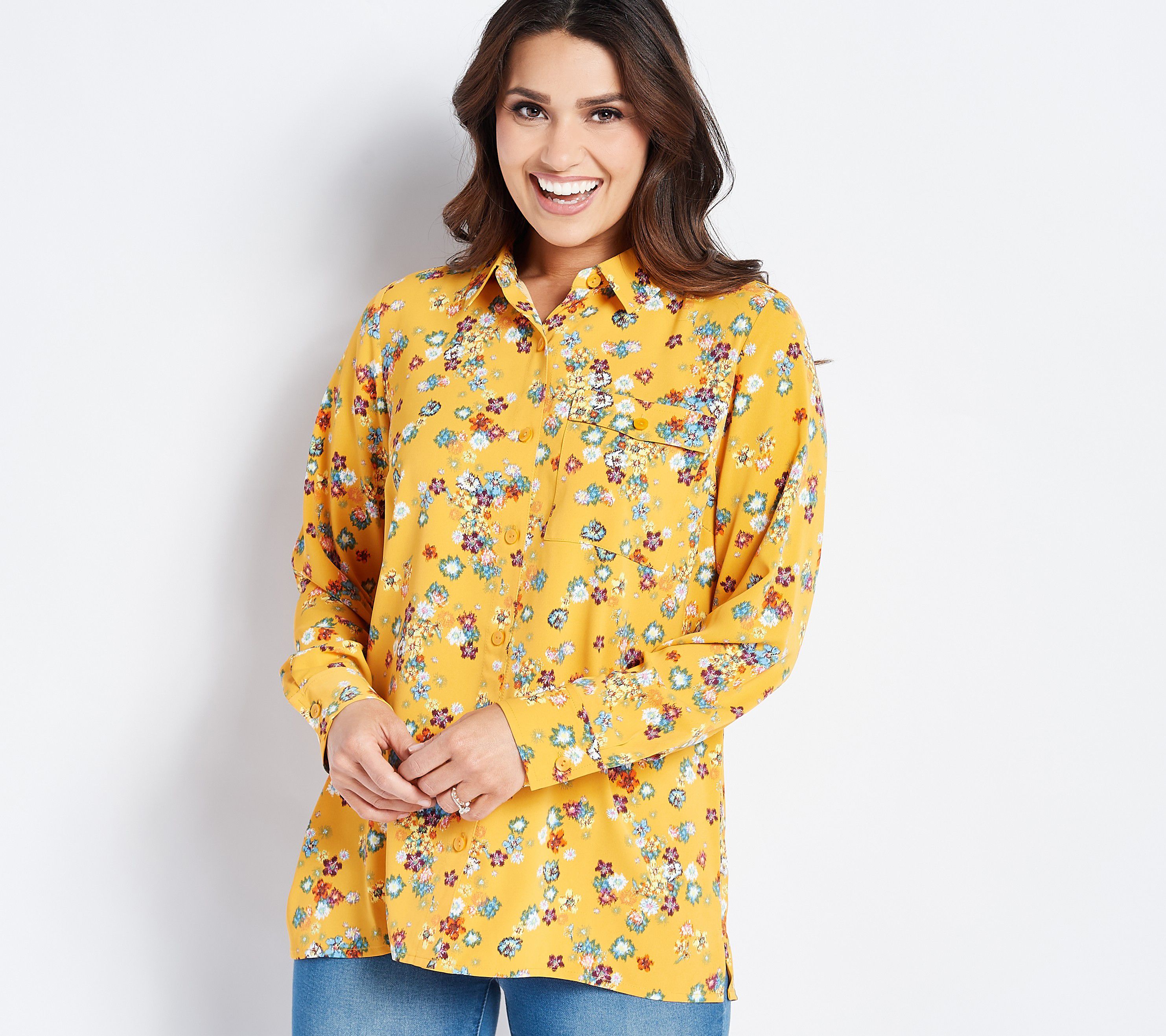 Joan Rivers Long Sleeve Floral Blouse