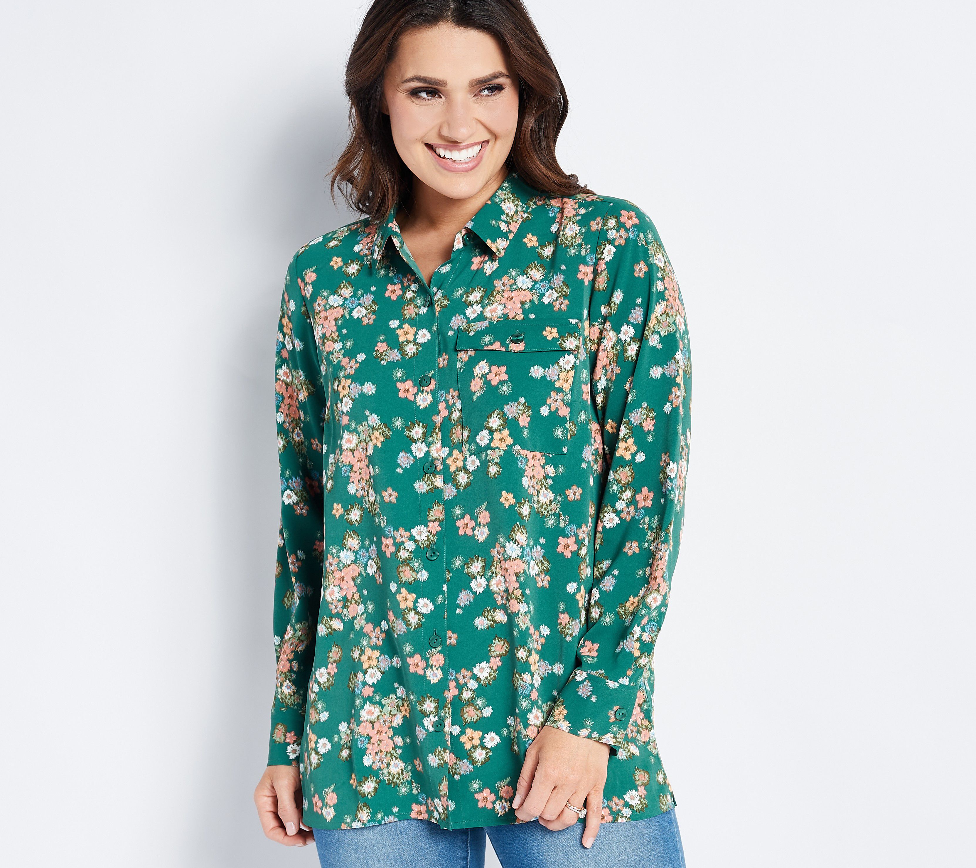 Joan Rivers Long Sleeve Floral Blouse