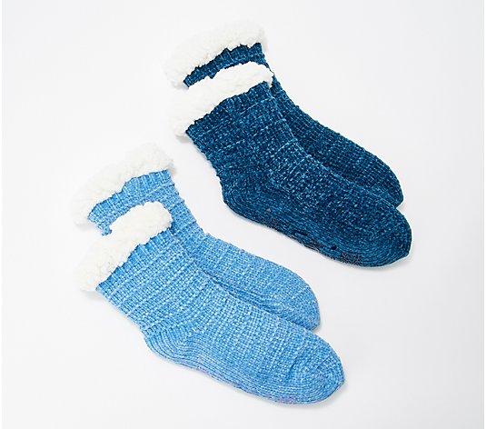 MUK LUKS Chenille Jojoba Infused Cabin Socks Set of Two
