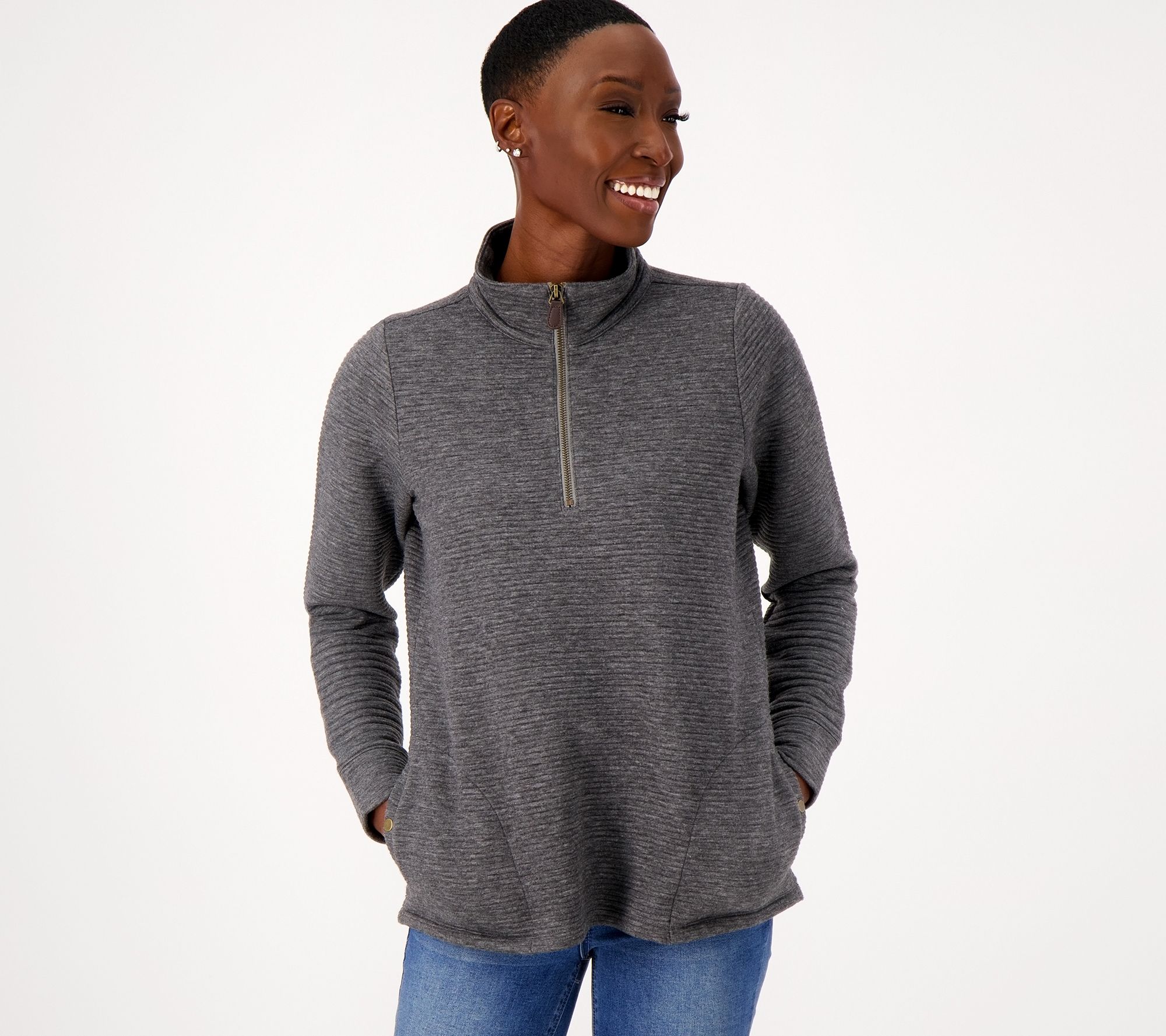 Joan Rivers Quarter Zip Knit Pullover