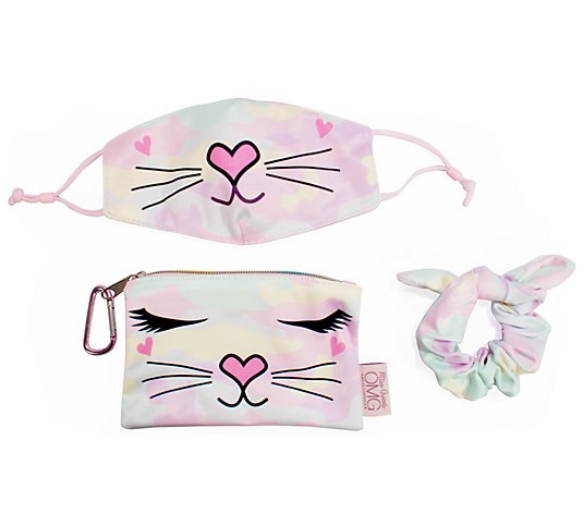 OMG Accessories Camo Face Covering, Pouch & Scr unchie  Set