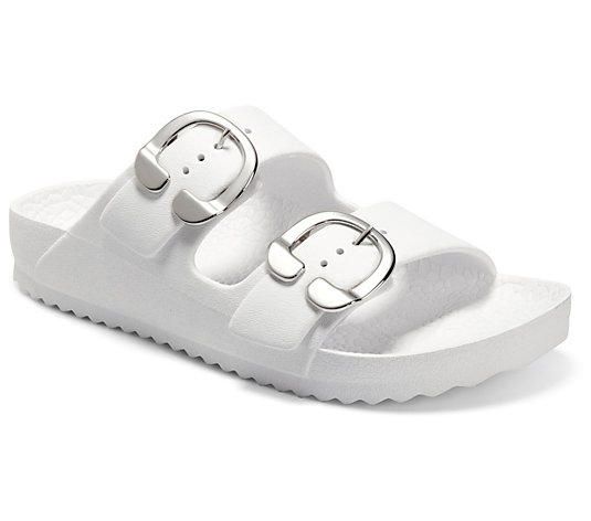 Aerosoles White PVC Slide Sandals - Joy