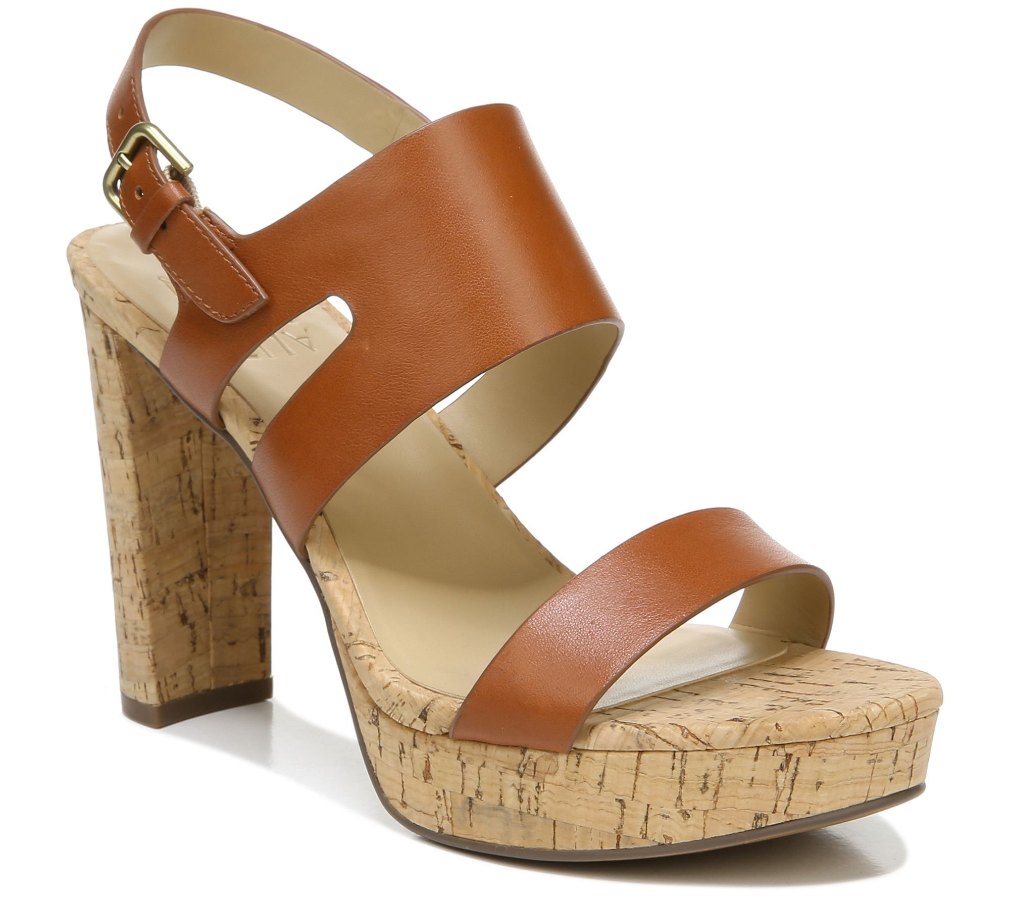 Naturalizers Platform Leather Slingback Sandals- Marla - QVC.com