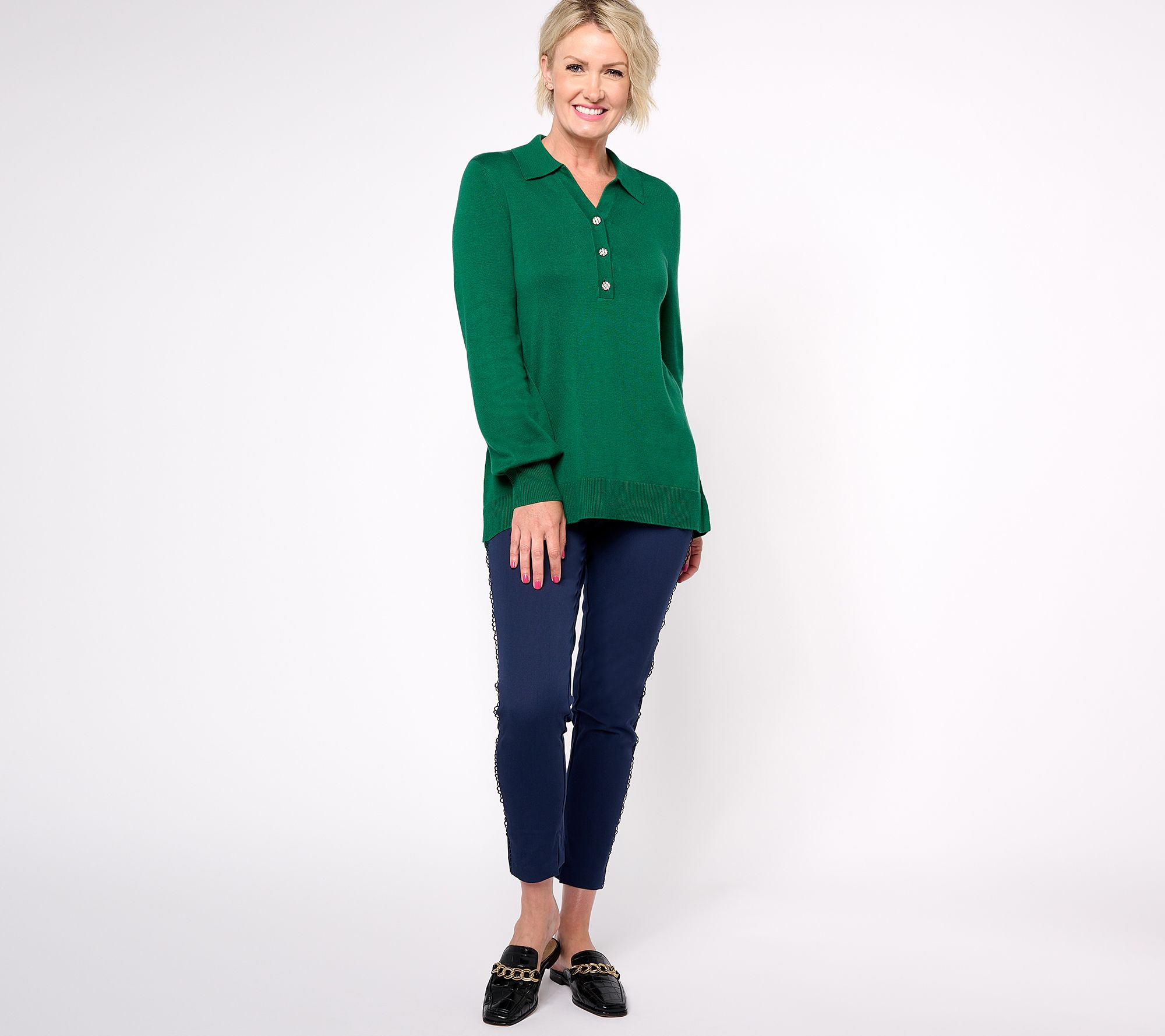 Women's Jeweled Pullover Sweatshirt - A New Day Dark Green 3X