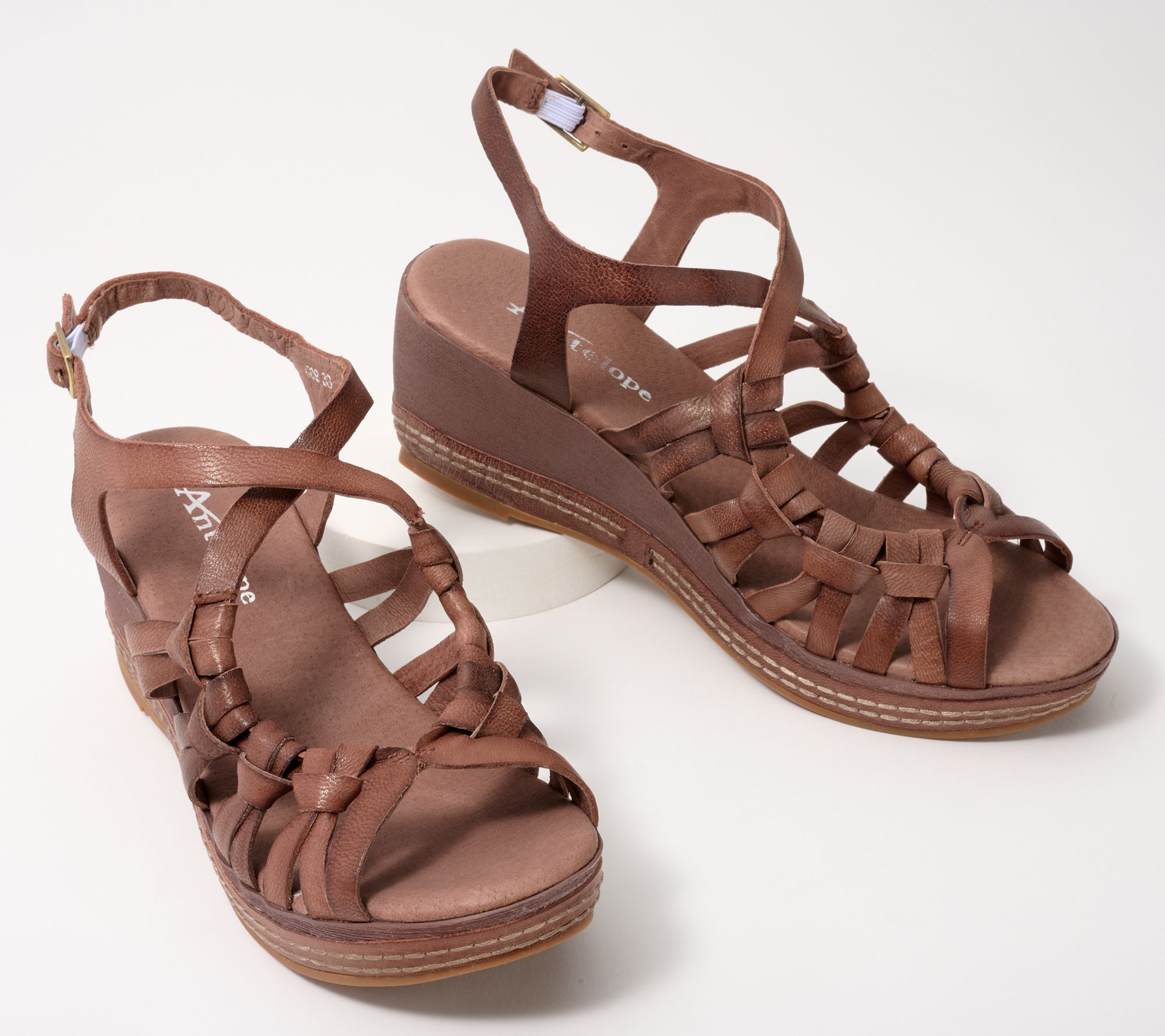 Antelope Leather Multi-Strap Wedge Sandals - Genna