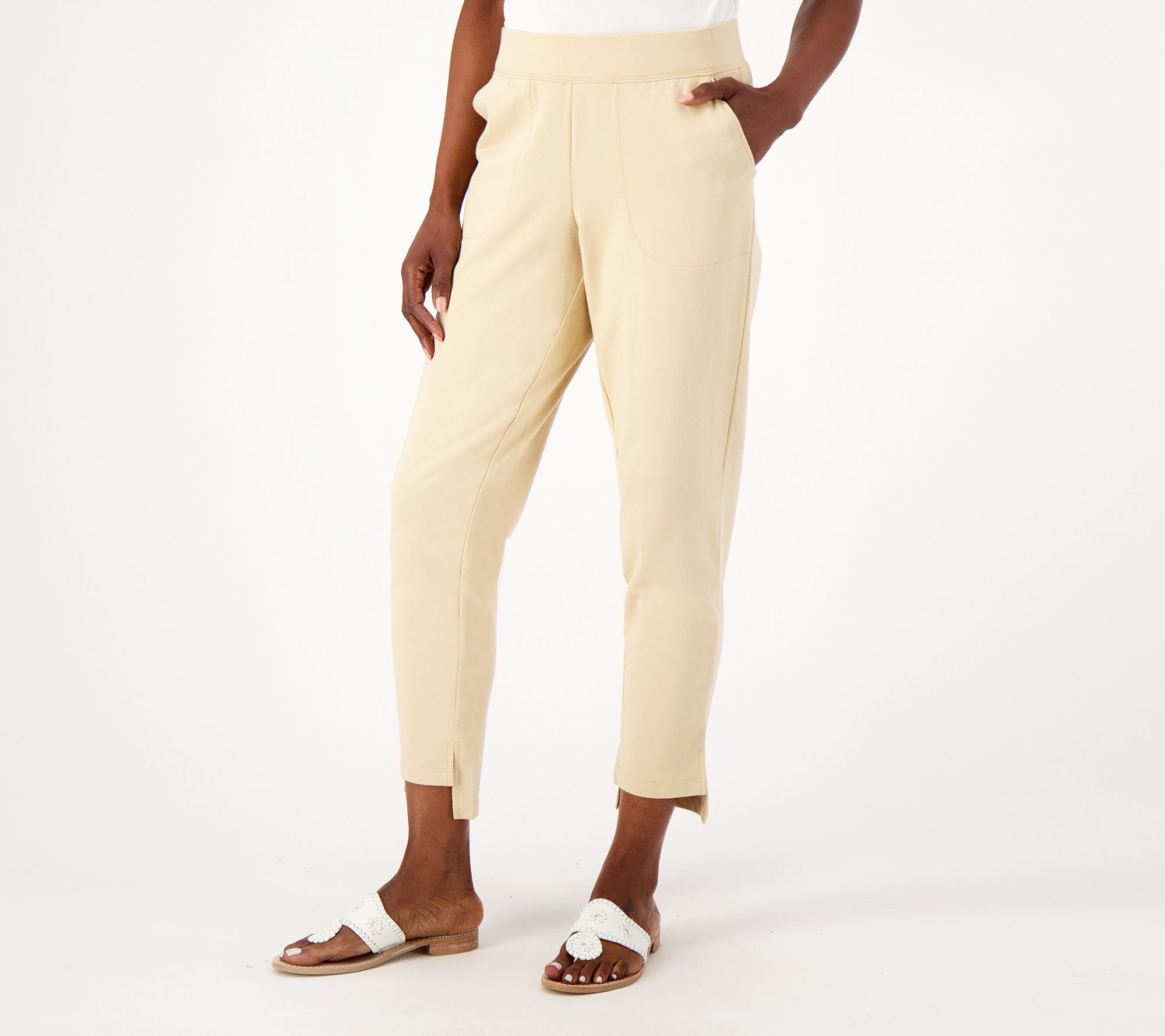 Sport Savvy Petite French Terry Ankle Pant w/ Step Hem