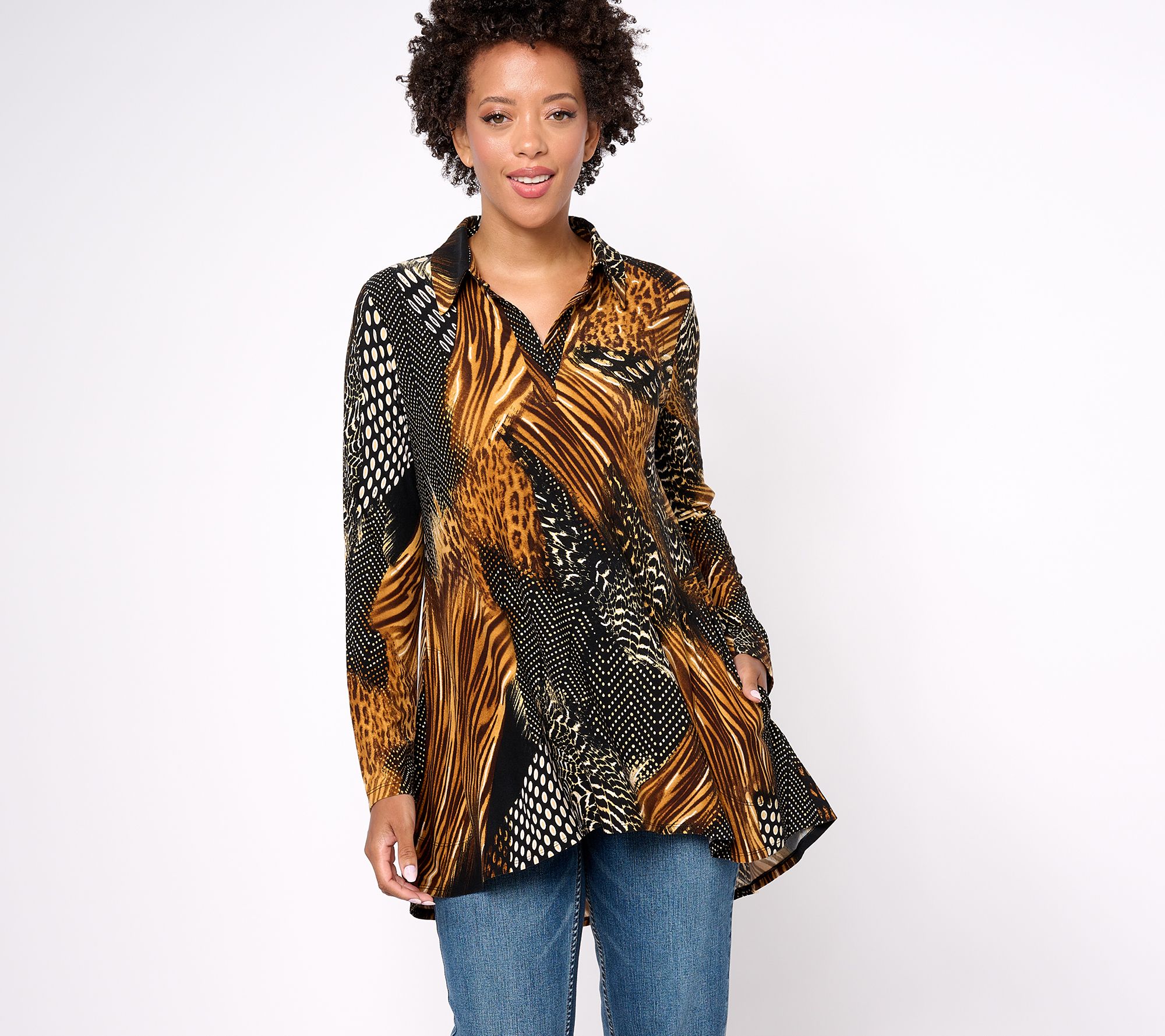 Attitudes by Renee Regular Yummy Jersey Top with Pockets