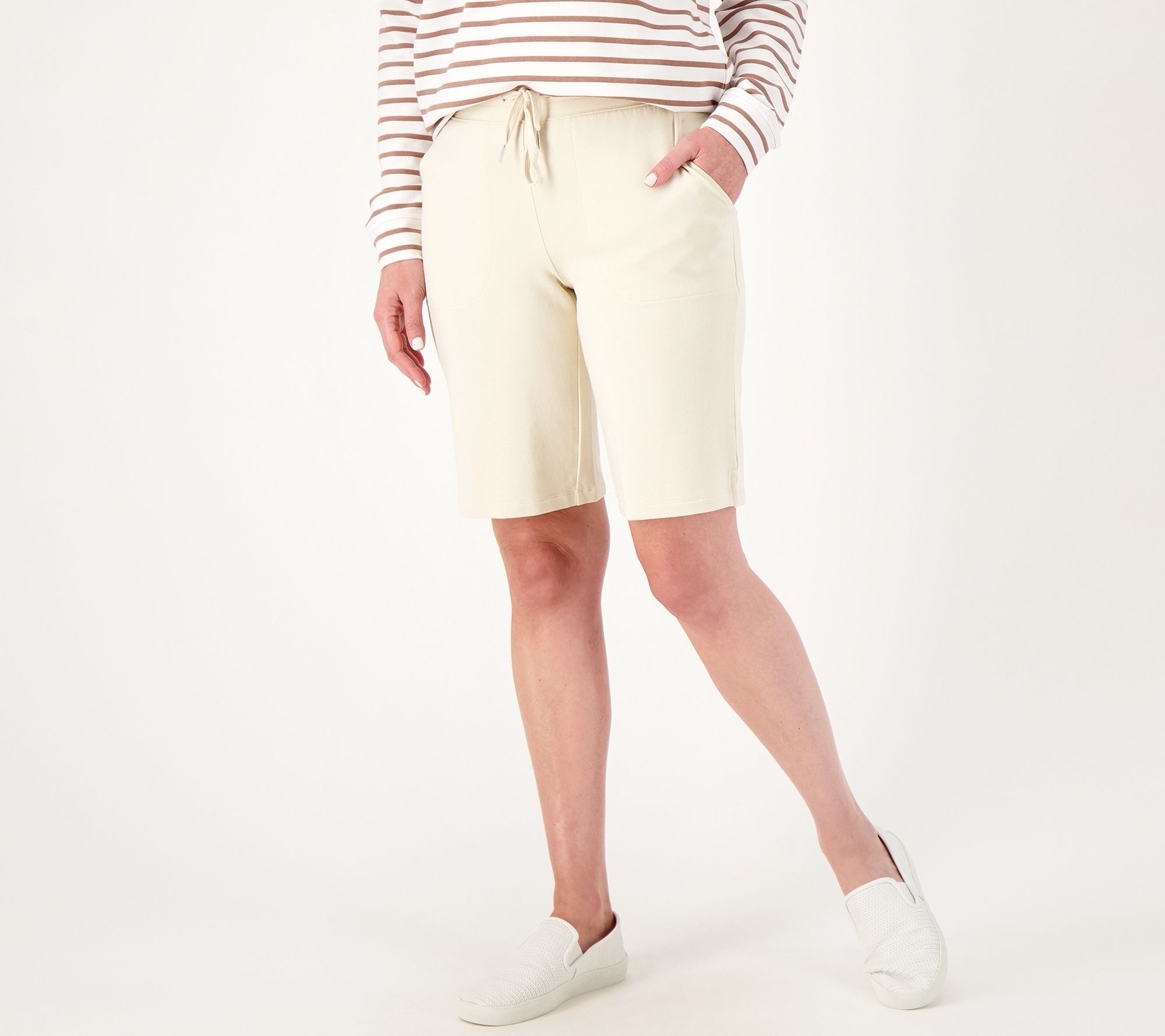 "As Is" Denim & Co. Active French Terry Pull-On Bermuda Shorts