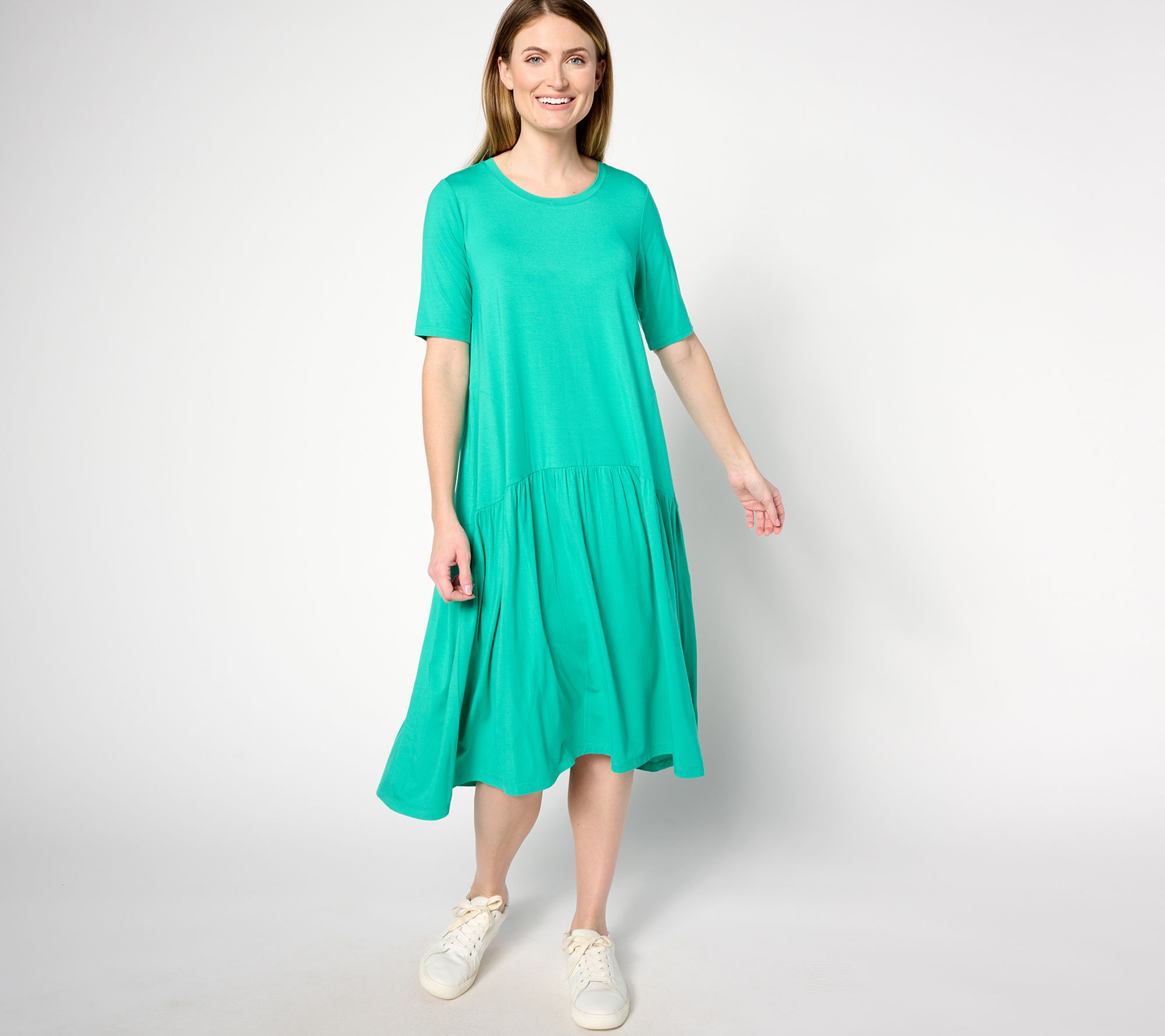 LOGO by Lori Goldstein Petite Rayon 230 Elbow Sleeve Dress