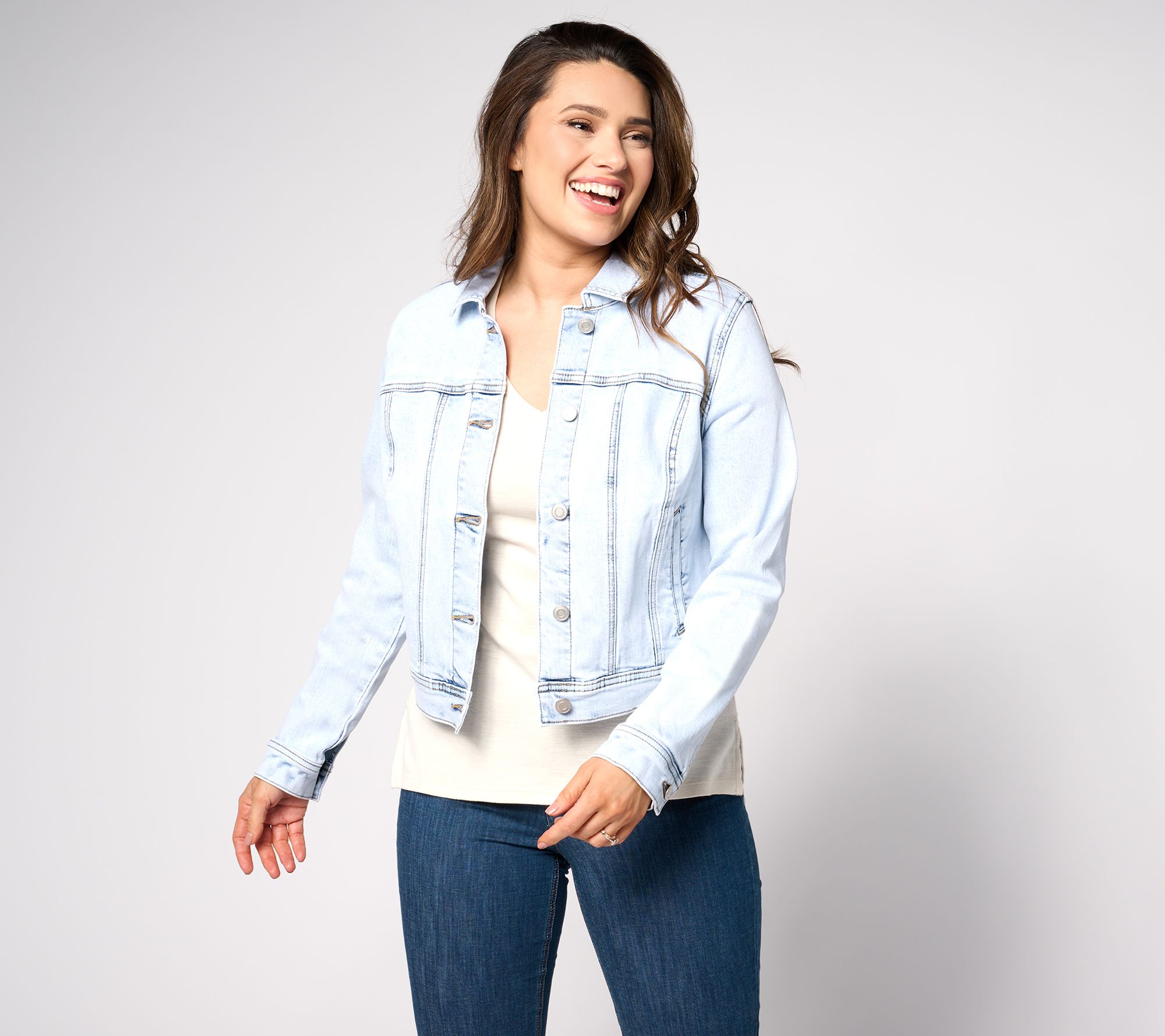 ＹＯＫＥ　CUT OFF DENIM TAILORED JACKET Navy Front Zip Denim Jacket by YOKE on Sale