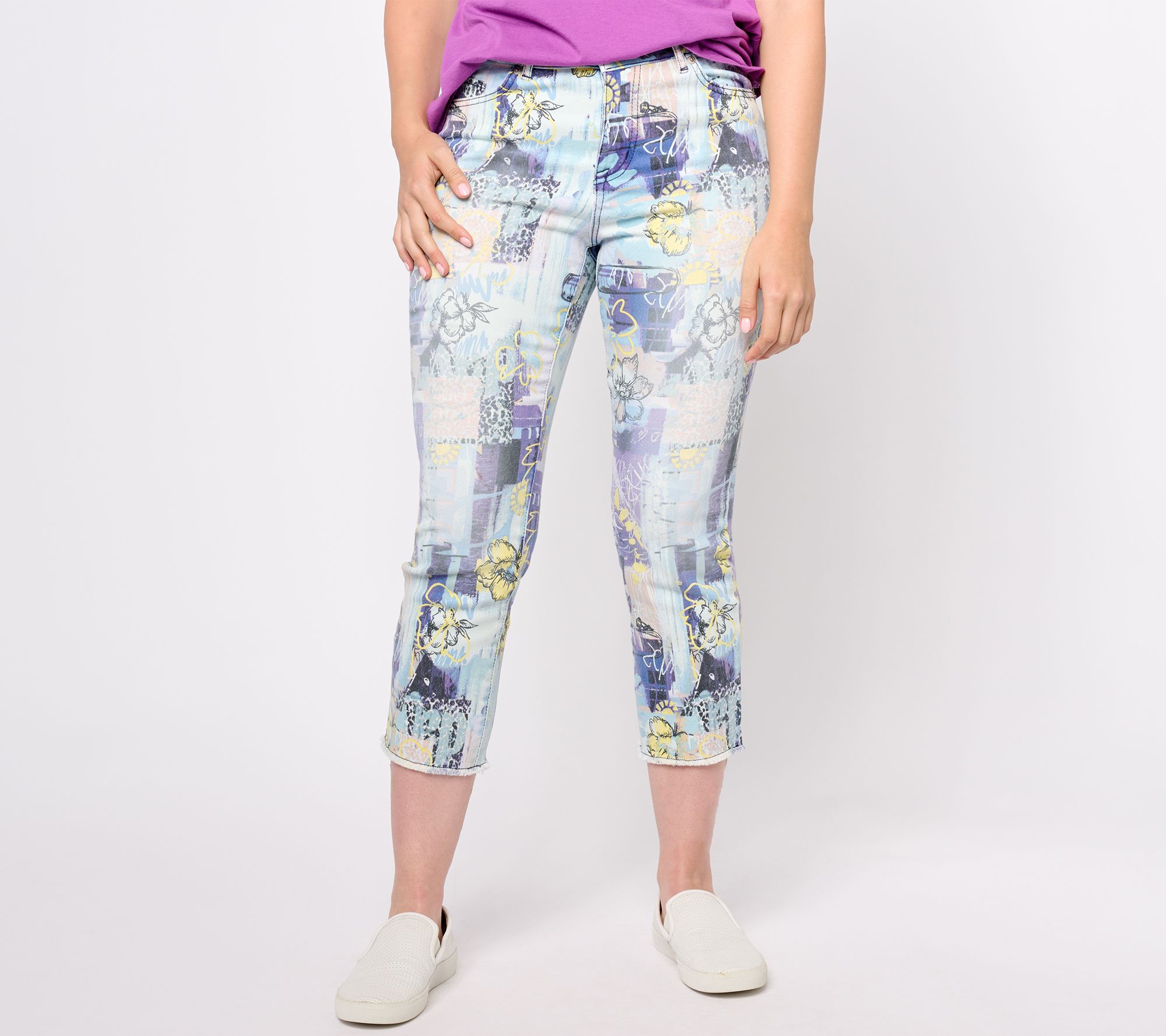 "As Is" LOGO by Lori Goldstein Regular Printed Cropped Jeans