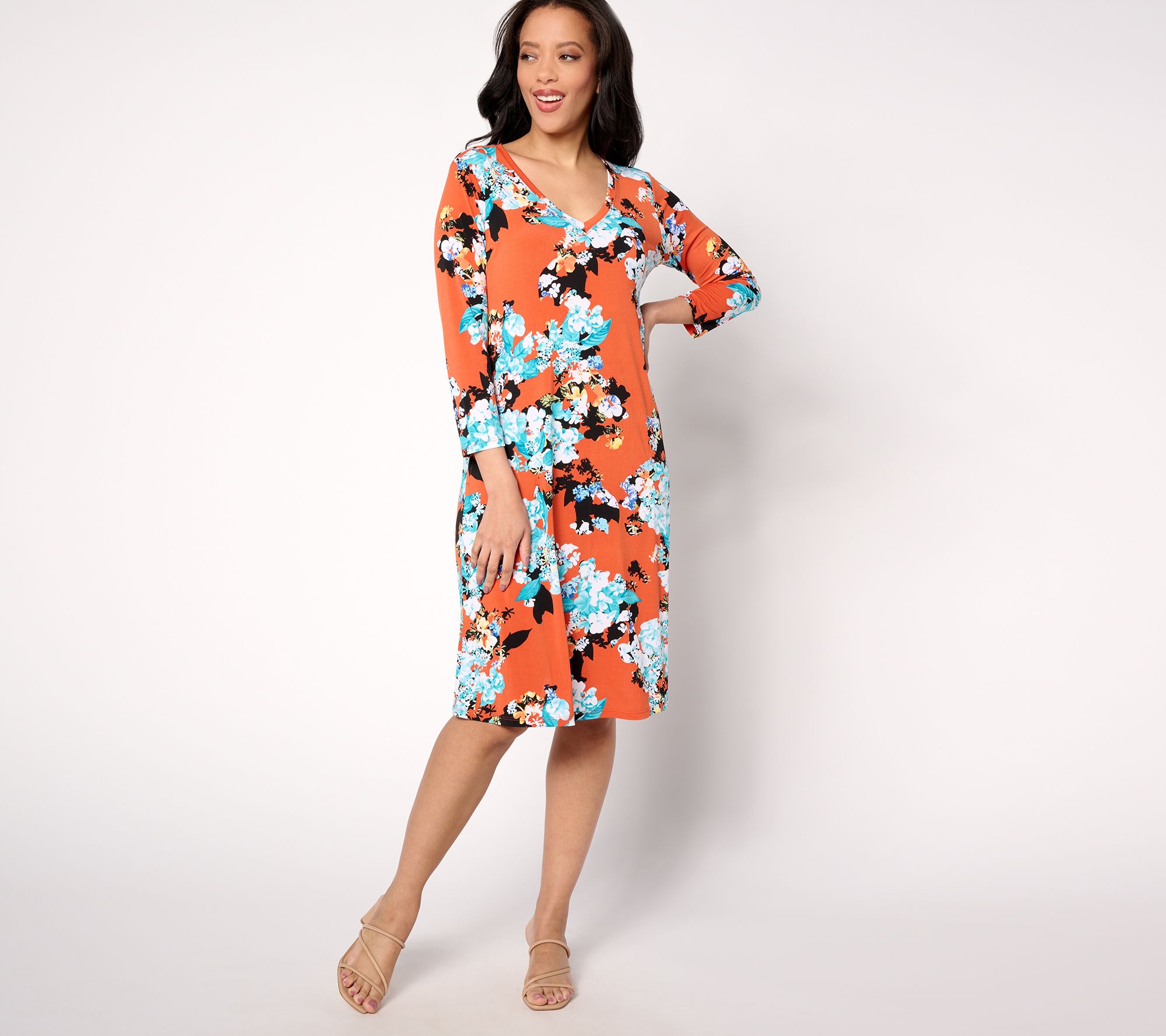 Attitudes by Renee Regular Como Jersey 3/4 Sleeve Dress