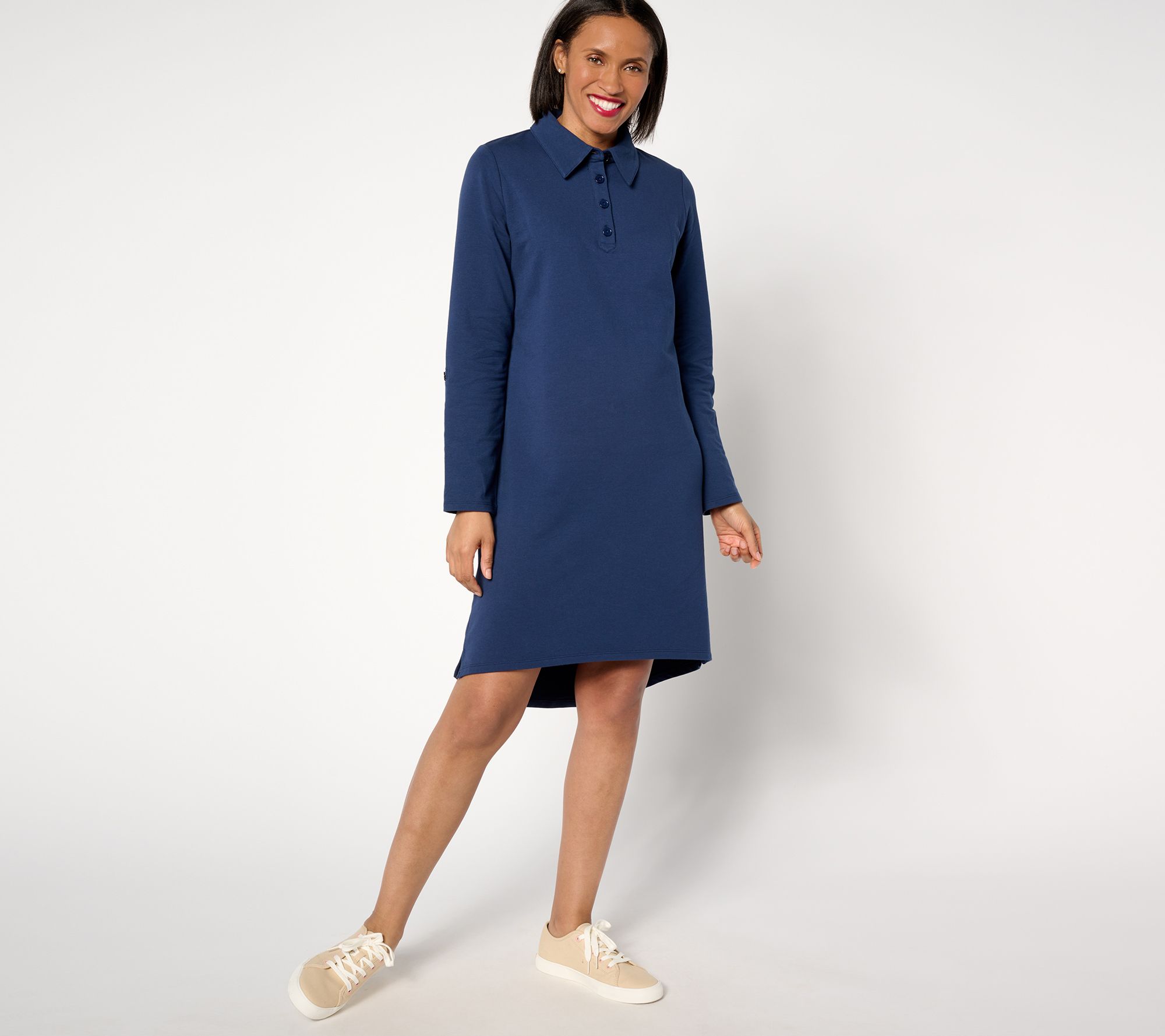 Sport Savvy Regular Roll Sleeve Henley Polo Dress