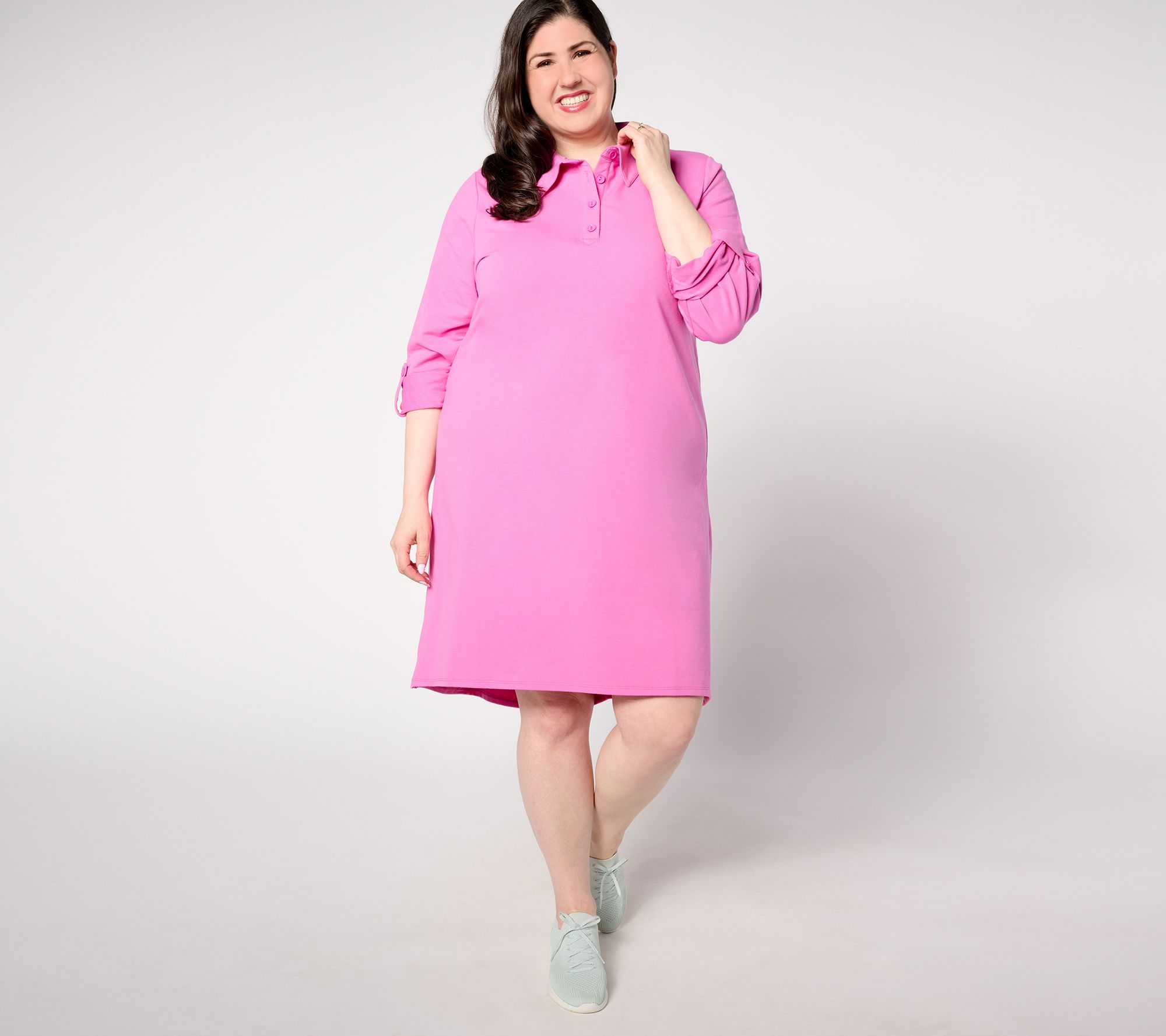 Sport Savvy Regular Roll Sleeve Henley Polo Dress