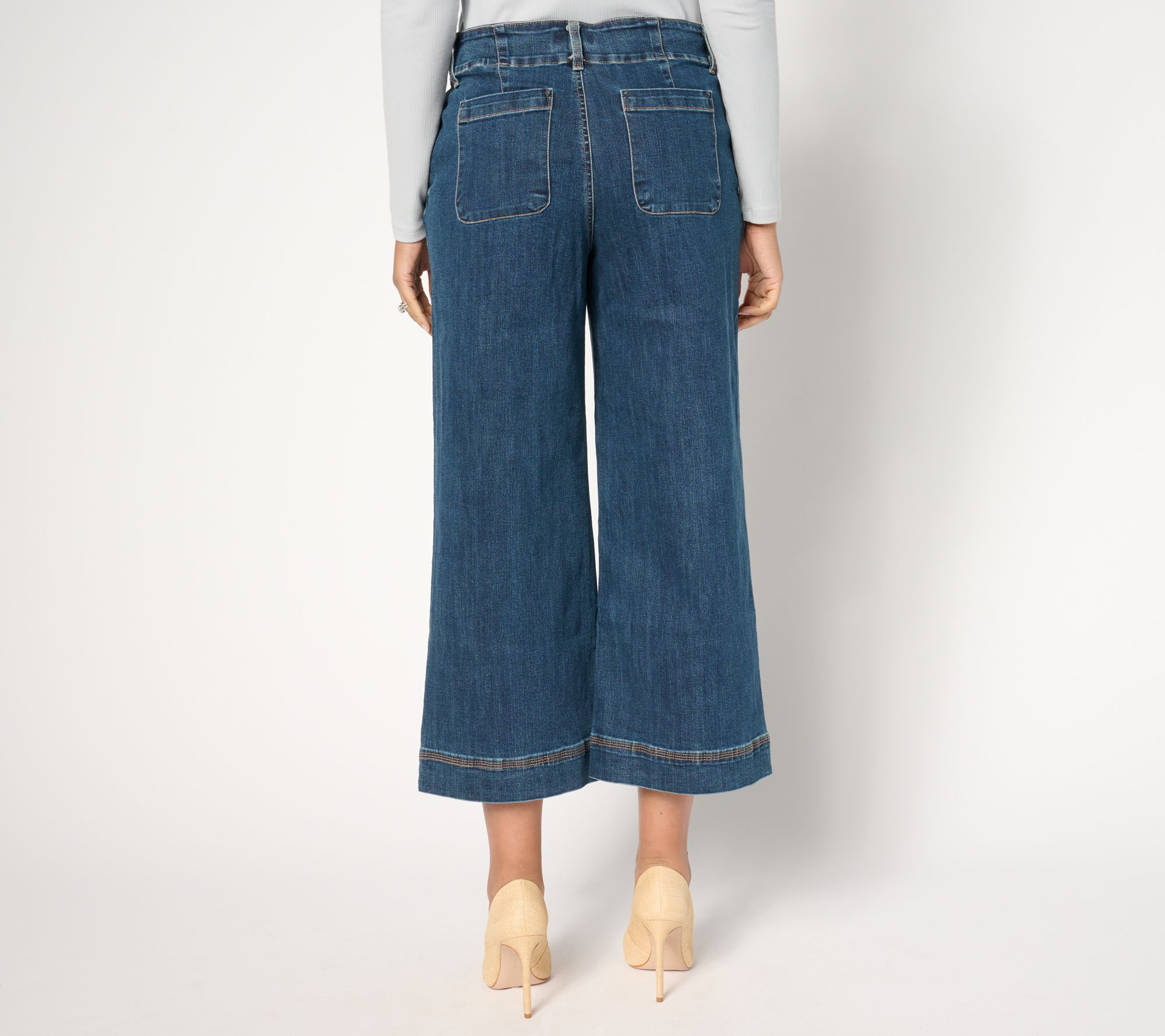 Studio Park x Ali Carr Petite Denim Wide-Leg High-Waist Pant