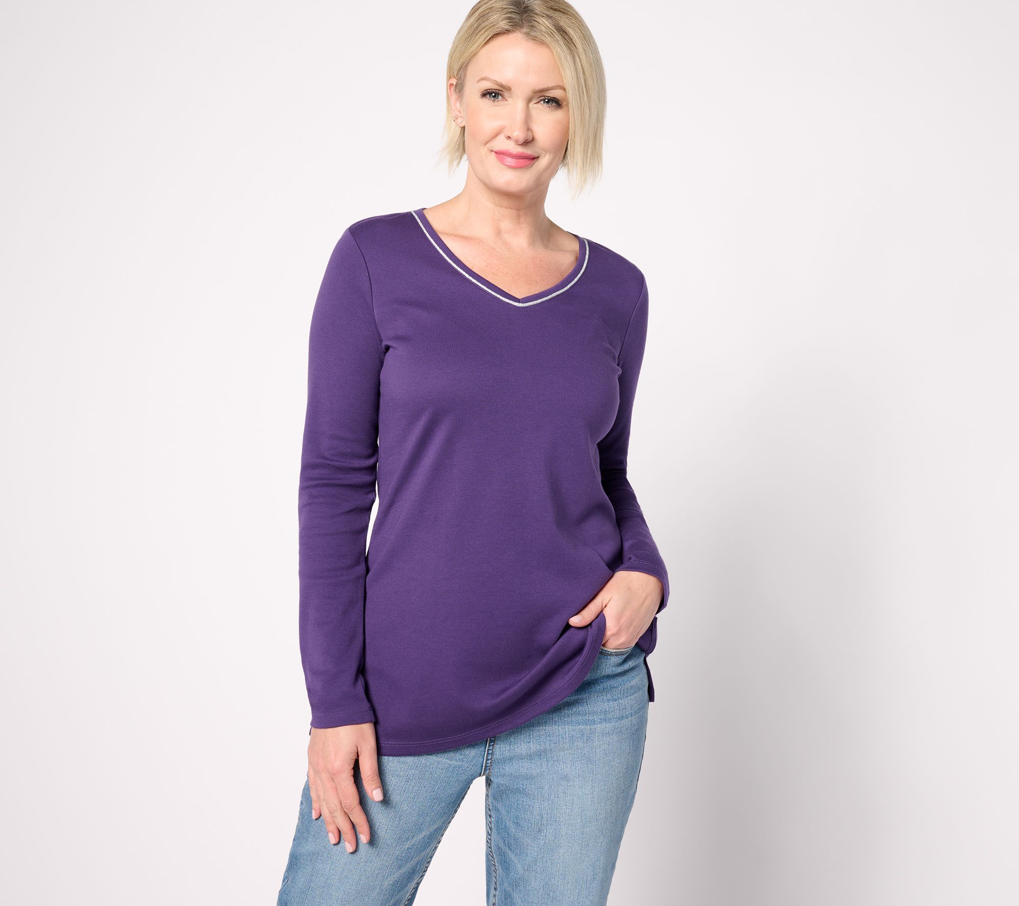 Denim & Co. Active Regular Tunic with Curved High/Low Hem 