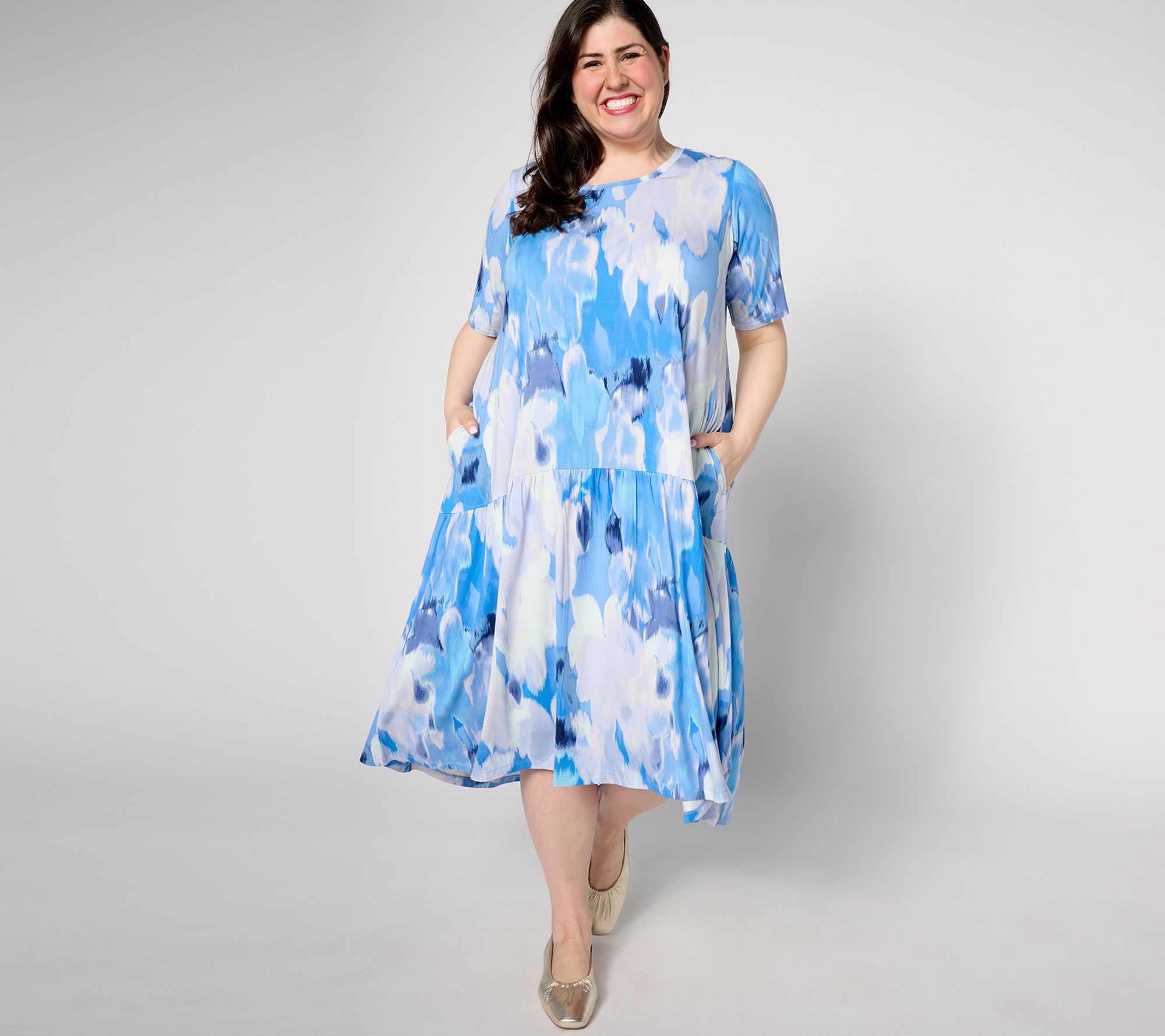 "As Is" LOGO by Lori Goldstein Reg Rayon 230 High Low Peplum Dress