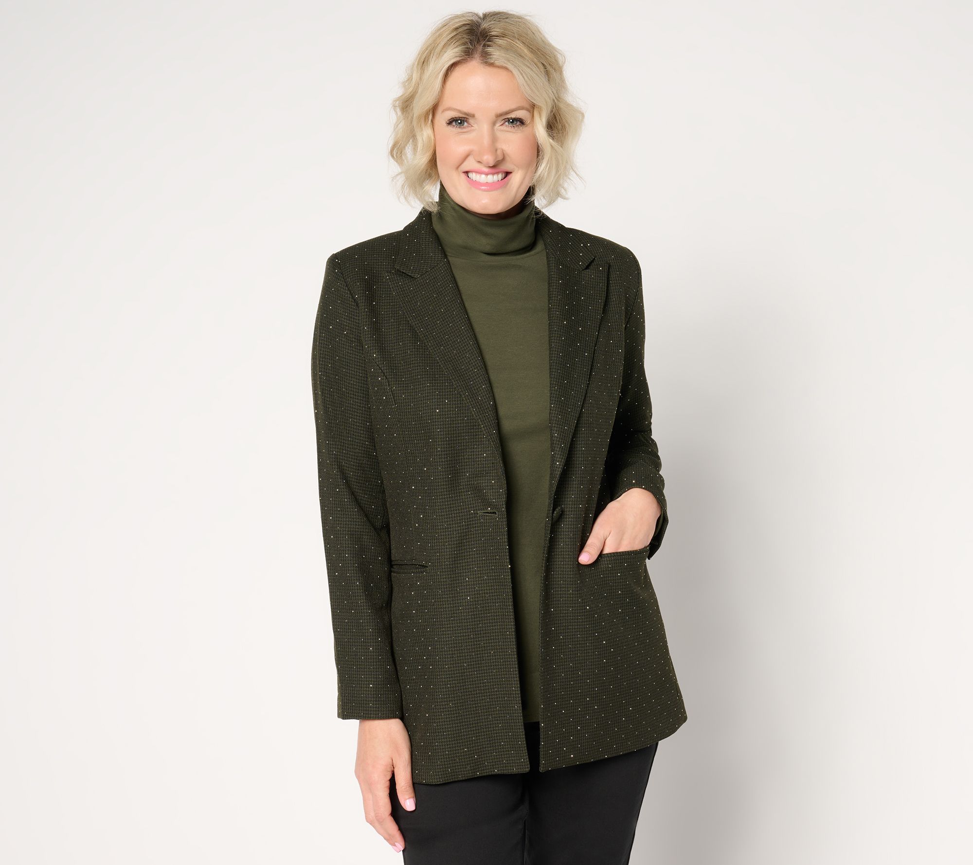 Belle by Kim Gravel Houndstooth Sparkle Blazer