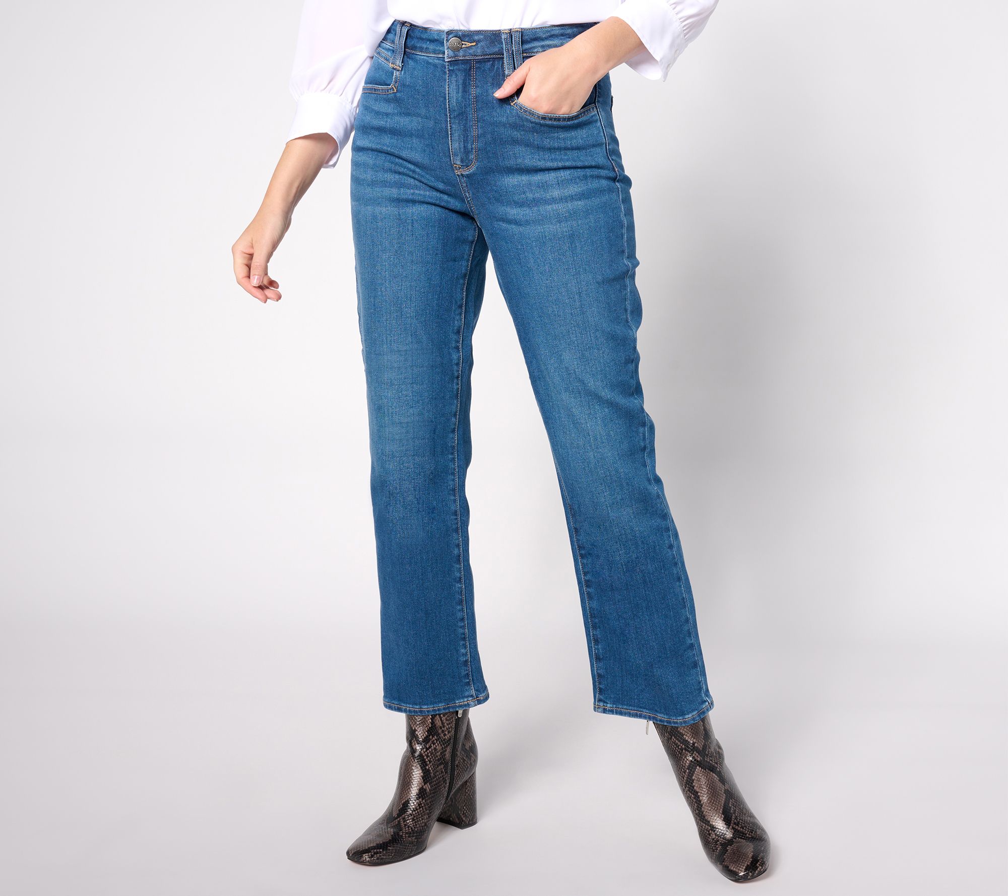 As Is NYDJ High Rise Bailey Relaxed Straight Ankle Jeans