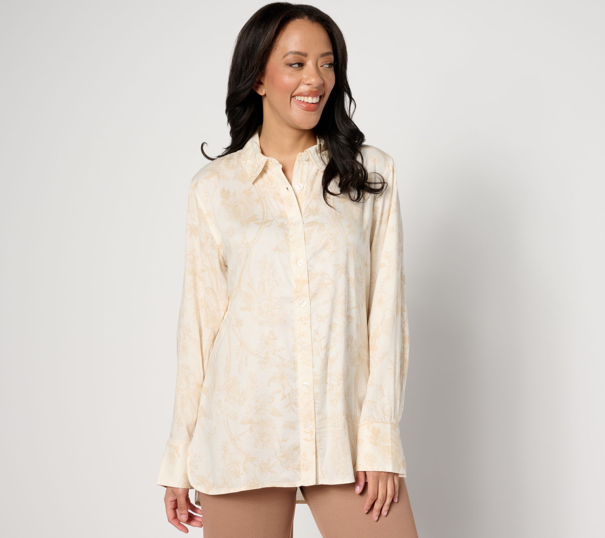"As Is" BEAUTIFUL by Lawrence Zarian Regular Printed Button Tunic