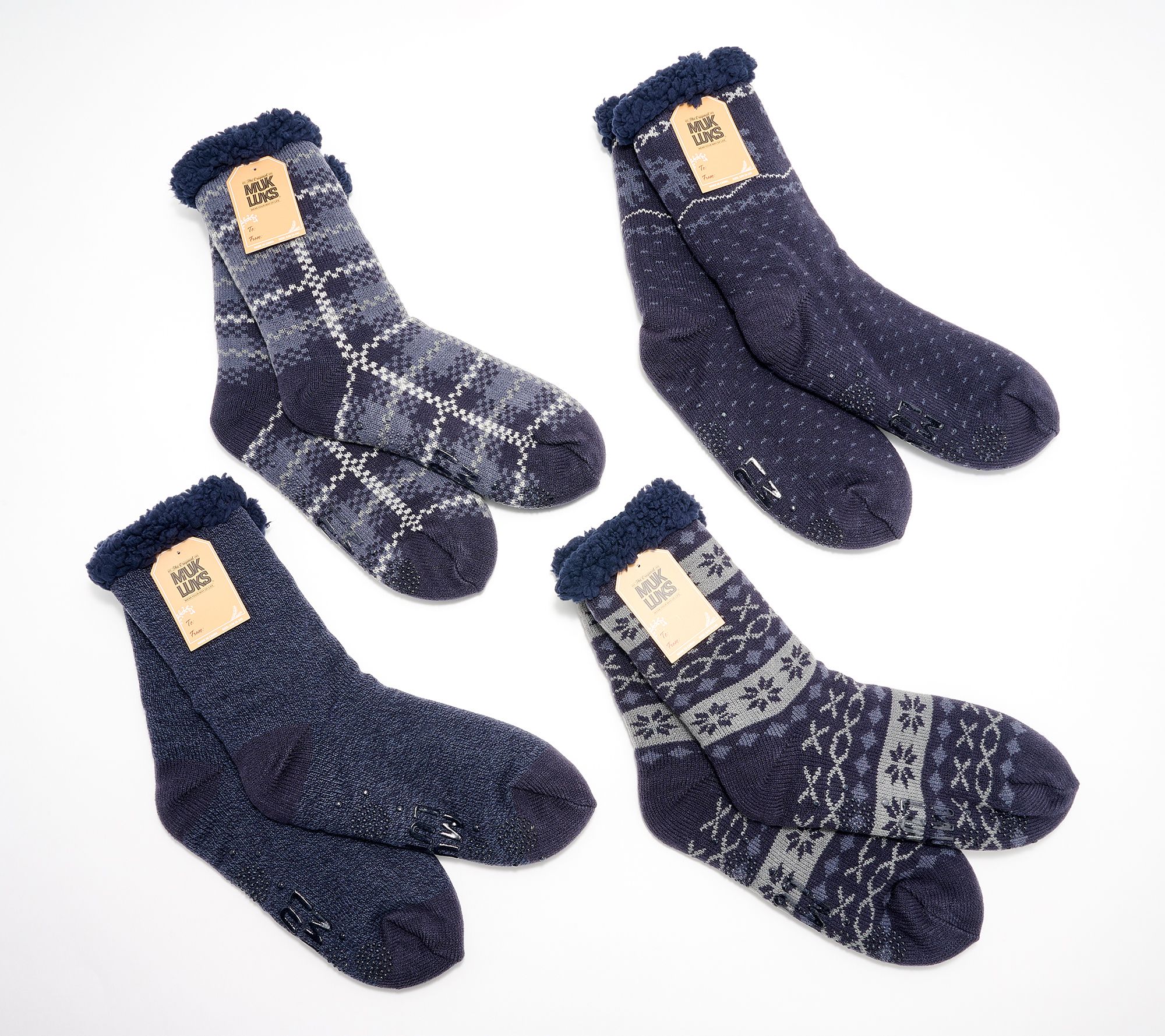 MUK LUKS Men's Set of 4 Shea Butter Tall Cabin Socks