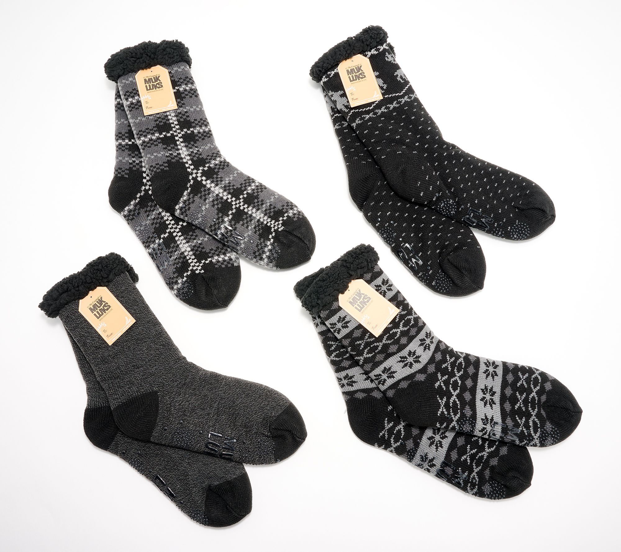 MUK LUKS Men's Set of 4 Shea Butter Tall Cabin Socks