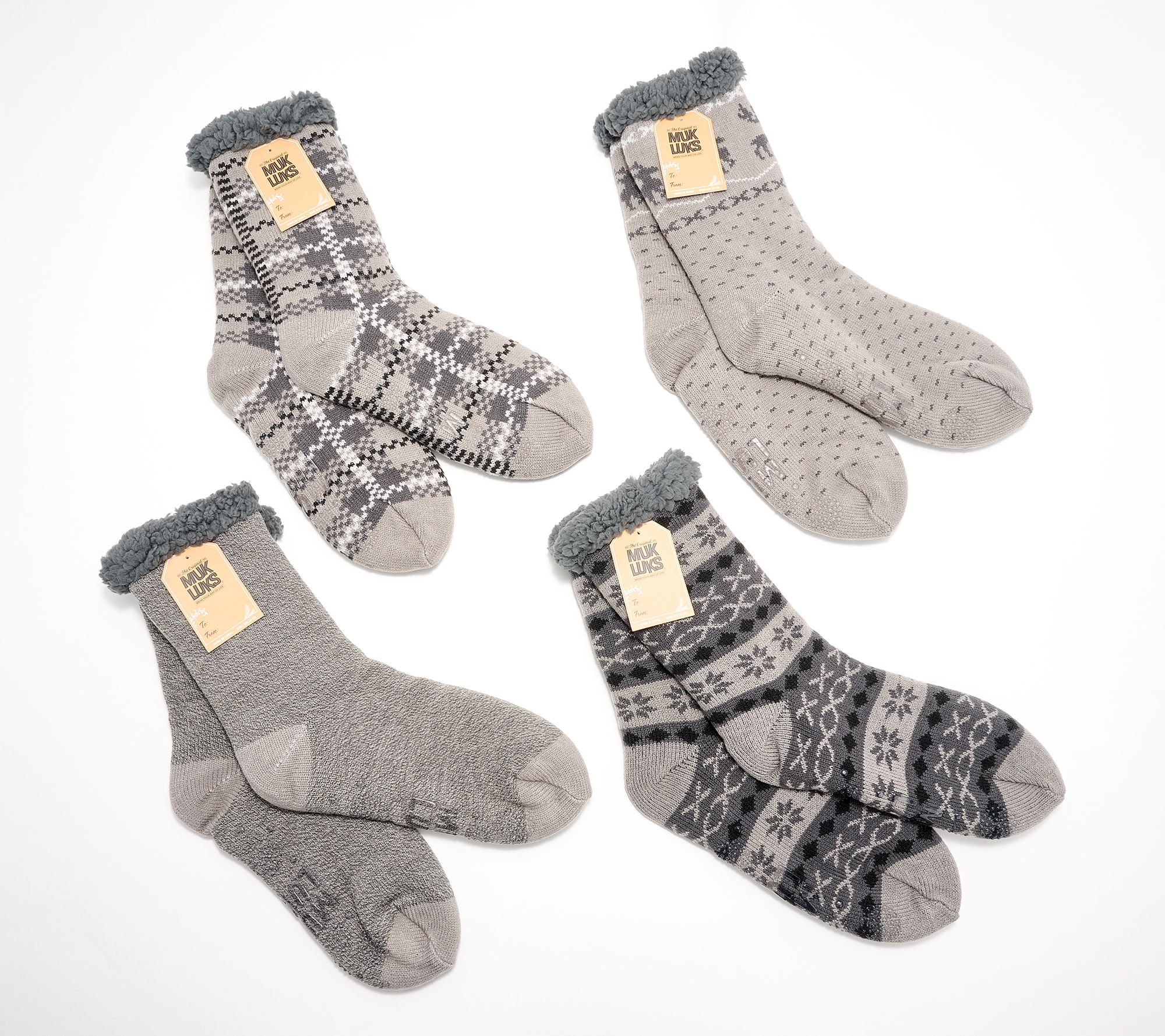 MUK LUKS Men's Set of 4 Shea Butter Tall Cabin Socks